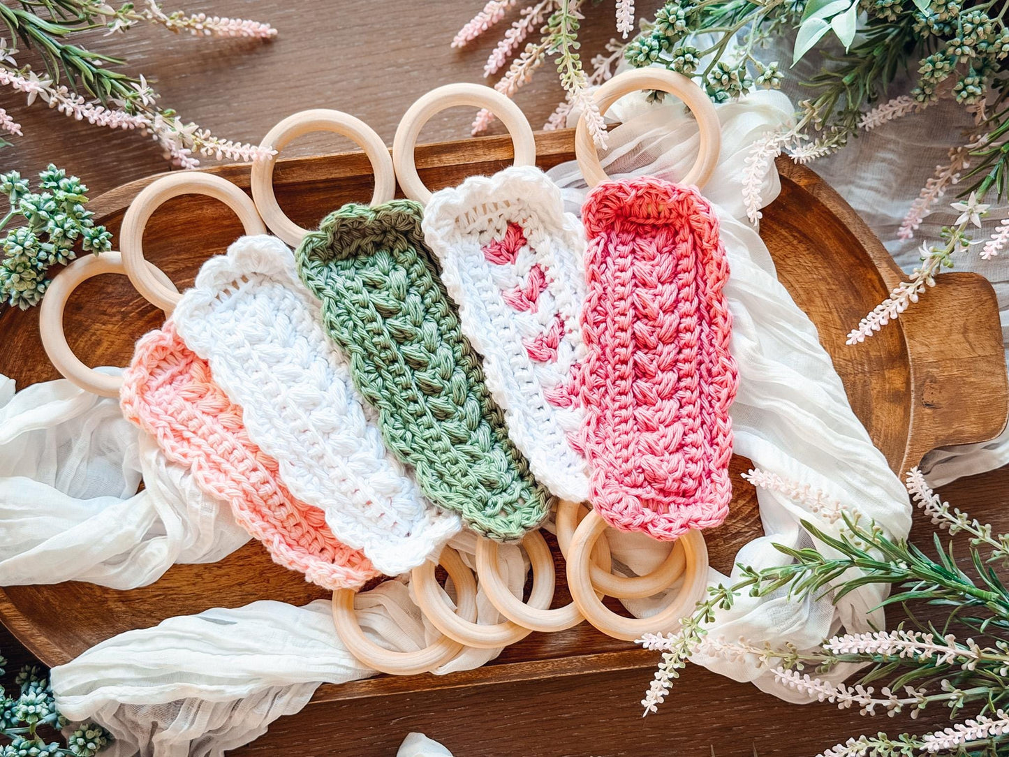 CROCHET PATTERN + VIDEO Crochet Dishtowel Holder Pattern, Wheat Stitch™ Scalloped Towel Holder, Kitchen Crochet, Hanging Towel Holder Decor