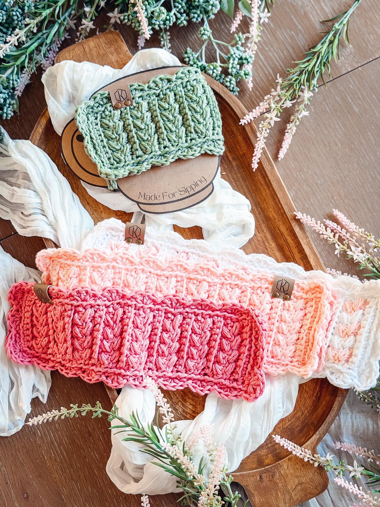 CROCHET PATTERNS + VIDEO Crochet Kitchen Decor Pattern Bundle, Wheat Stitch™ Scalloped Home Collection 4 Pattern Quick Crochet Set for Decor