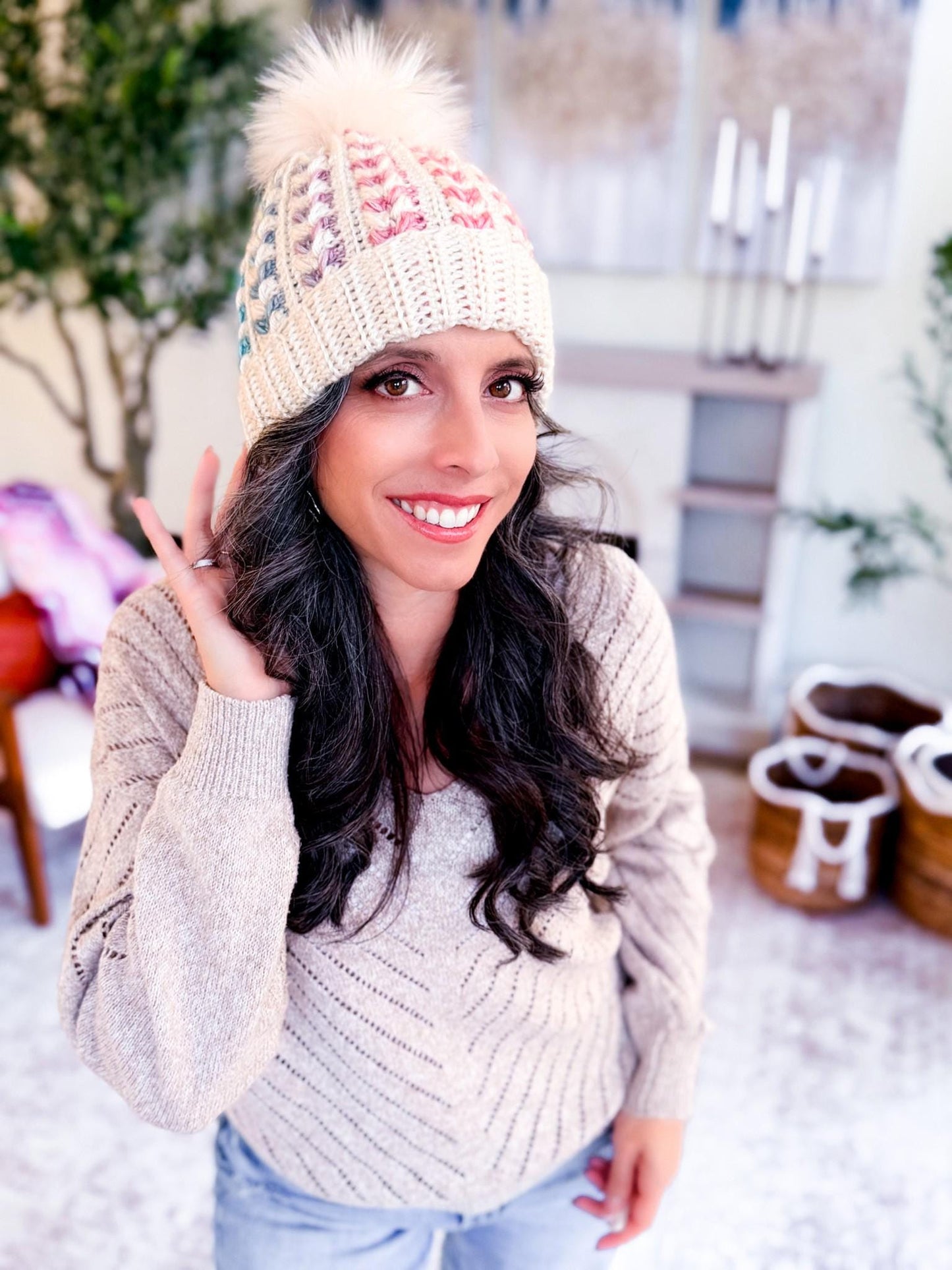 CROCHET PATTERN + VIDEO Wheat Stitch Sweetheart Crochet Hat Pattern, 8 Sizes from Newborn to Adult, Crochet Heart Hat with Printable Tags