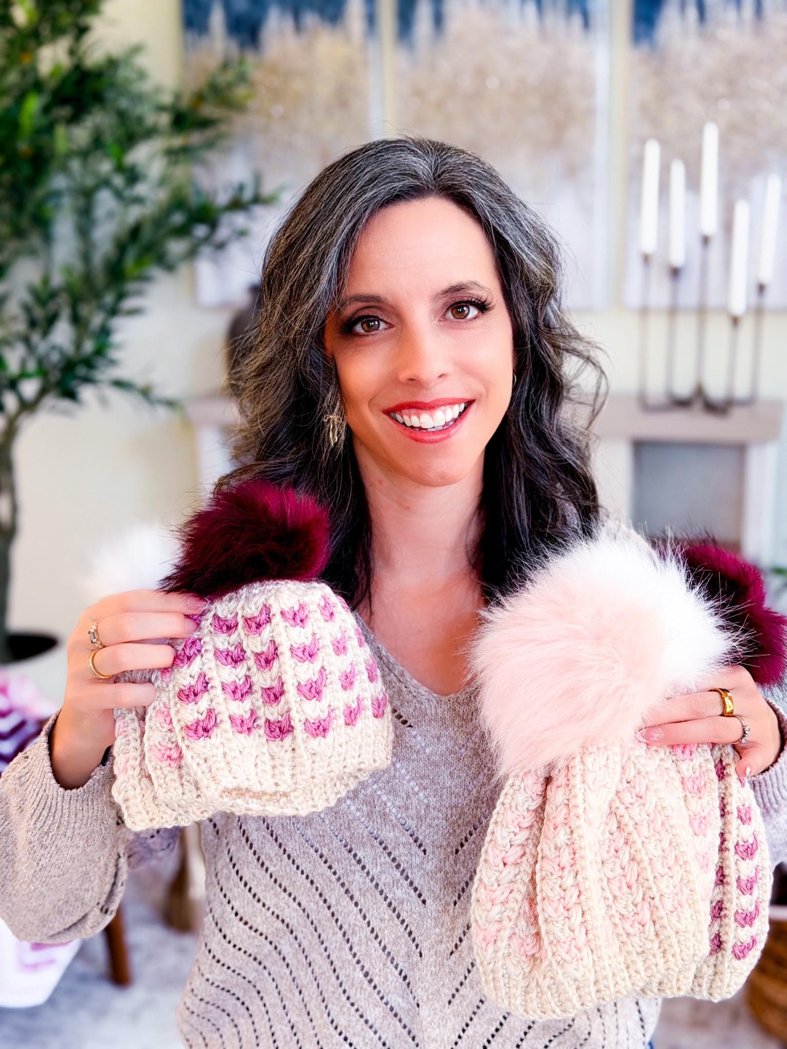 CROCHET PATTERN + VIDEO Wheat Stitch Sweetheart Crochet Hat Pattern, 8 Sizes from Newborn to Adult, Crochet Heart Hat with Printable Tags
