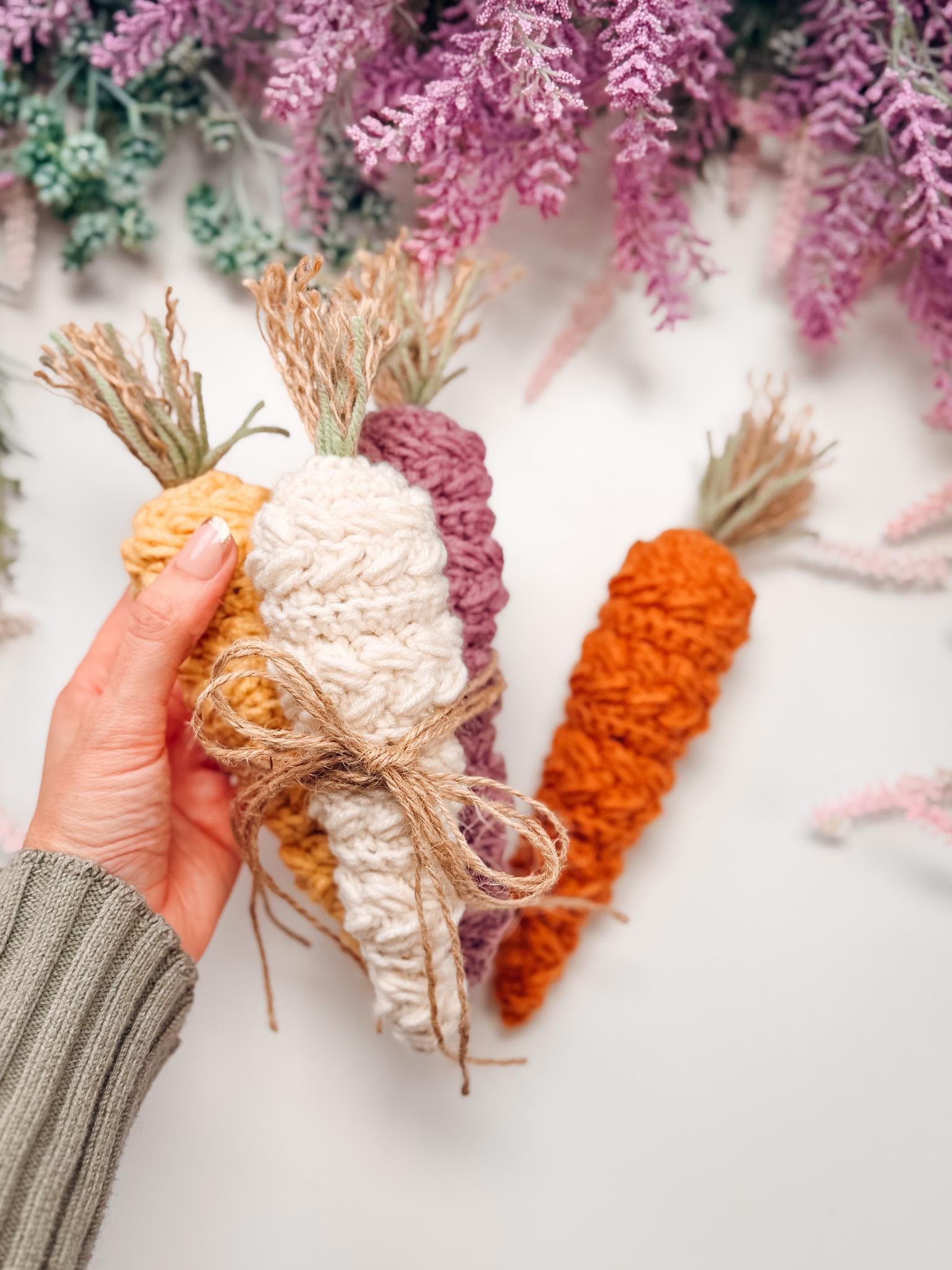 CROCHET PATTERN + VIDEO Wheat Stitch Carrots Crochet Pattern | Cute Seasonal Decor and Stash-Buster Pdf, Easter Home Decor
