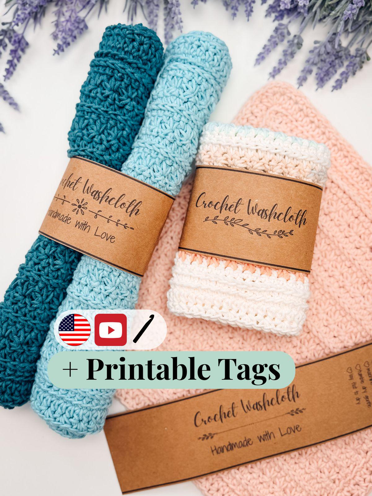 CROCHET PATTERN + VIDEO Petal Loop Stitch Washcloth Crochet Pattern + Label | Textured Dishcloth Pattern | Beginner Crochet Cotton Dishcloth