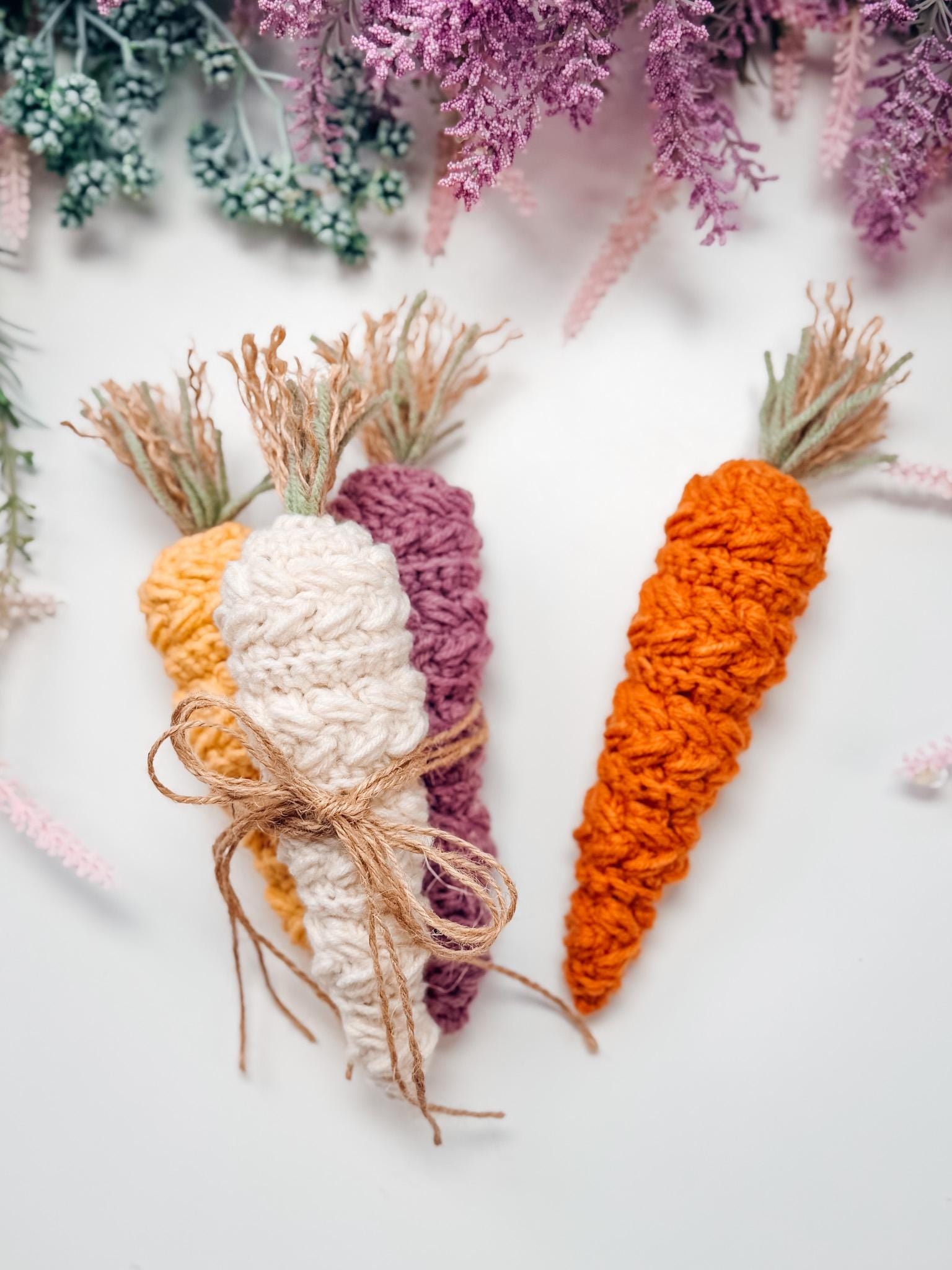 CROCHET PATTERN + VIDEO Wheat Stitch Carrots Crochet Pattern | Cute Seasonal Decor and Stash-Buster Pdf, Easter Home Decor