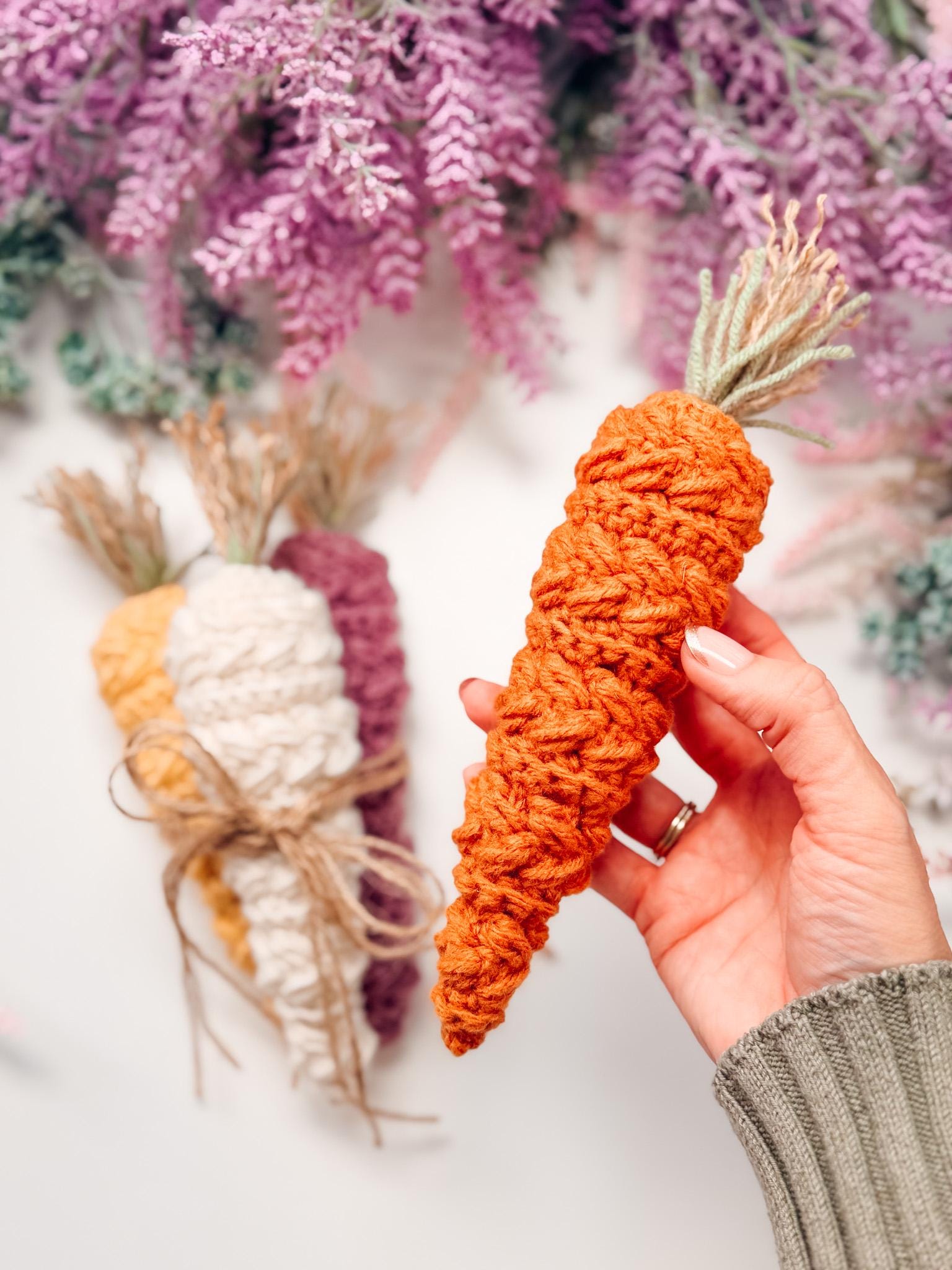 CROCHET PATTERN + VIDEO Wheat Stitch Carrots Crochet Pattern | Cute Seasonal Decor and Stash-Buster Pdf, Easter Home Decor