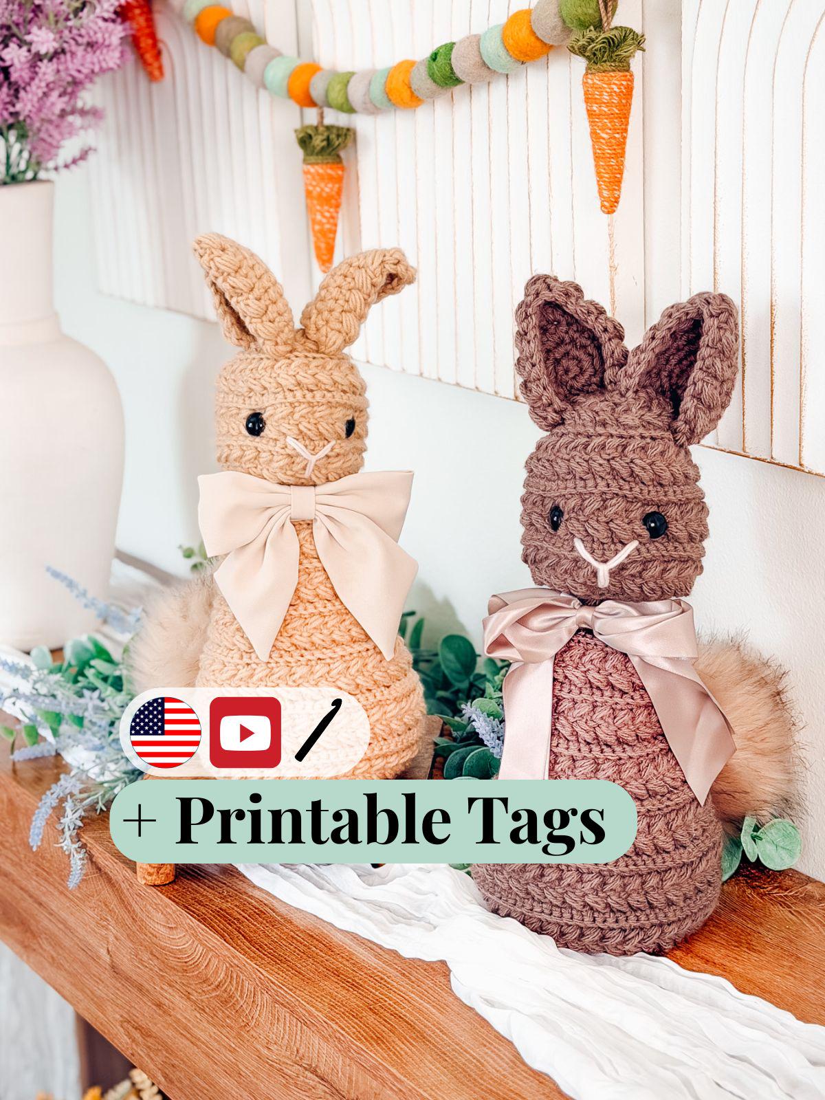 CROCHET PATTERN + VIDEO Wheat Stitch Bunny Crochet Pattern (Pdf + Video Tutorial)