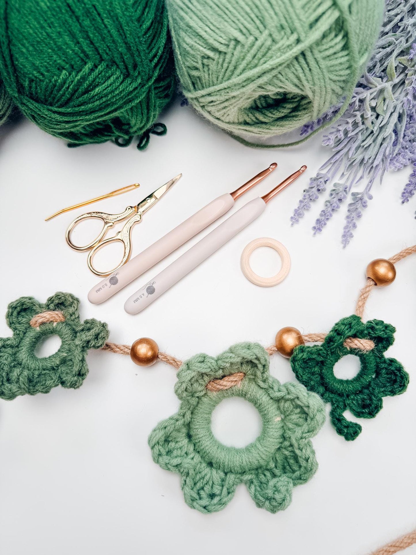 CROCHET PATTERN + VIDEO Lucky Shamrock Garland Pattern | St Patrick’s Day Crochet Decor, Lucky Clover Bunting, Easy Crochet Shamrock Pattern