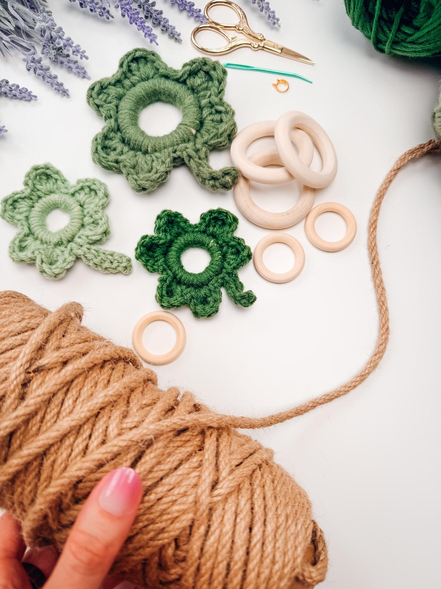 CROCHET PATTERN + VIDEO Lucky Shamrock Garland Pattern | St Patrick’s Day Crochet Decor, Lucky Clover Bunting, Easy Crochet Shamrock Pattern
