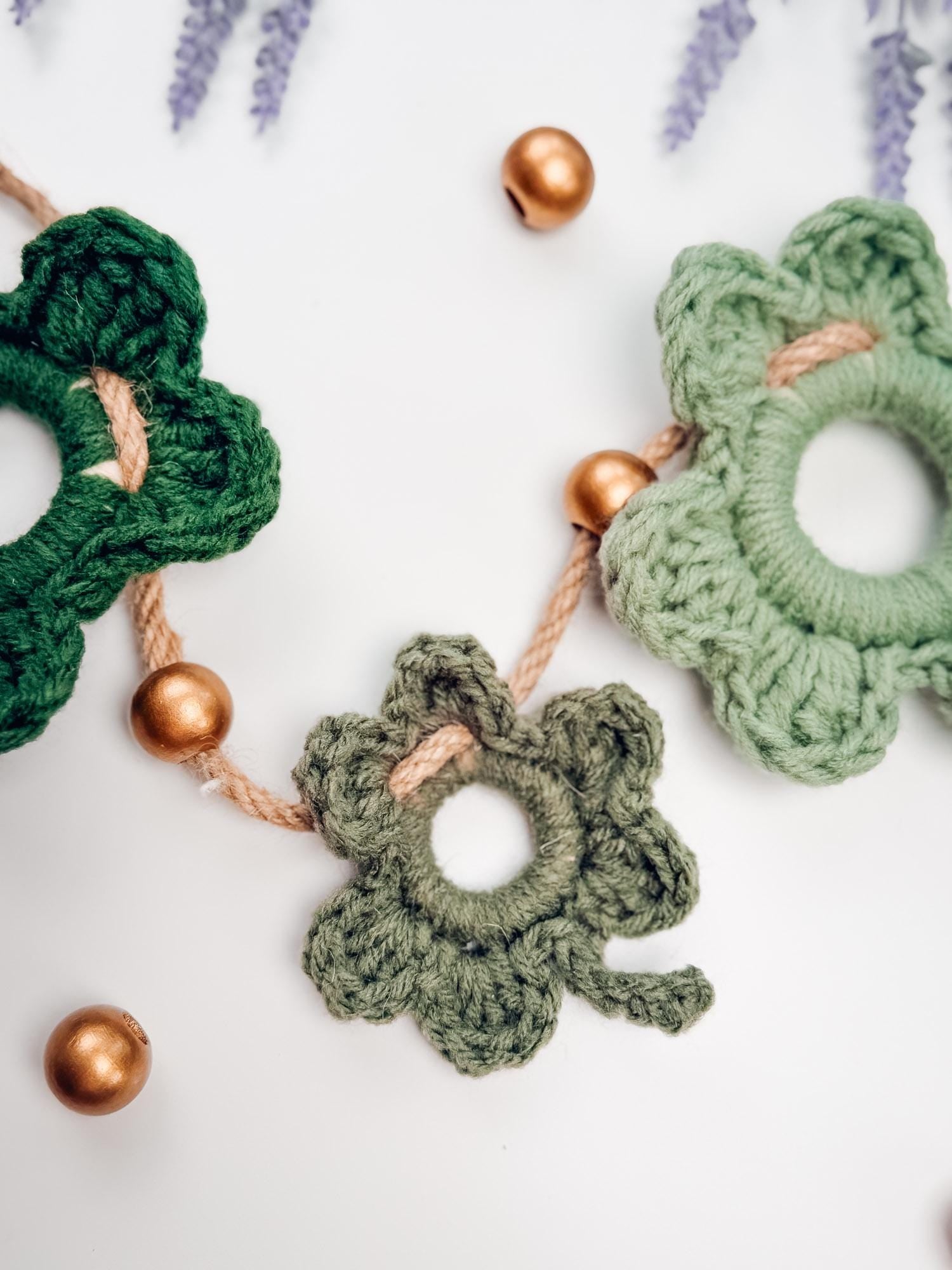 CROCHET PATTERN + VIDEO Lucky Shamrock Garland Pattern | St Patrick’s Day Crochet Decor, Lucky Clover Bunting, Easy Crochet Shamrock Pattern
