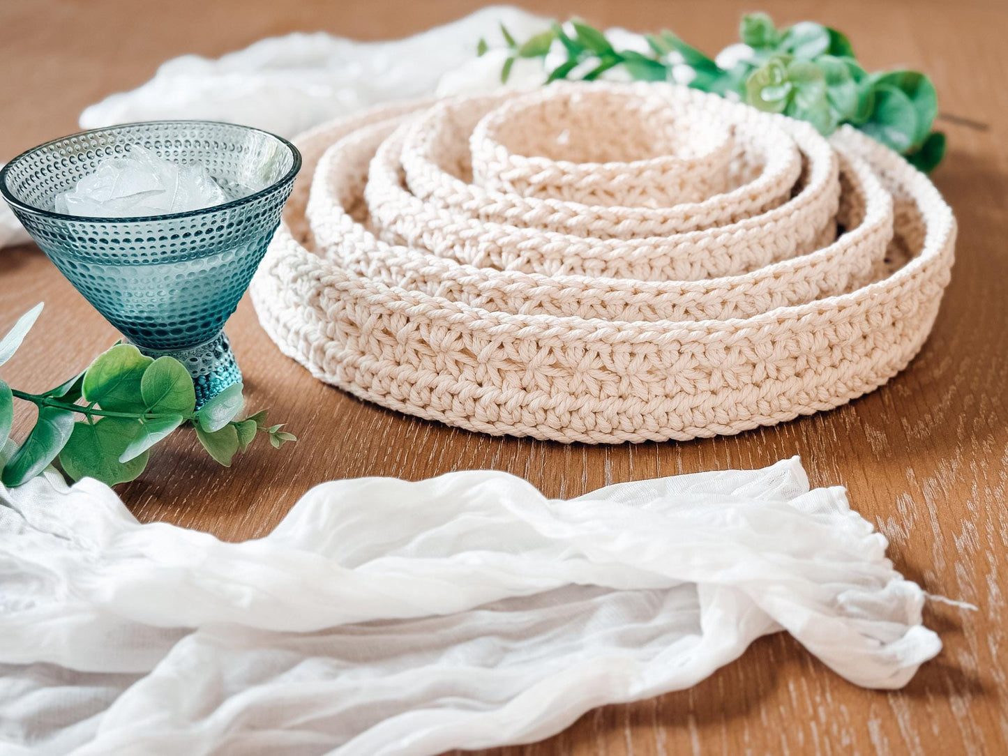 CROCHET PATTERN + VIDEO Petal Loop Stitch Crochet Nesting Trays Pattern, Round Basket Pattern, Crochet Home Decor, Organizer Trays