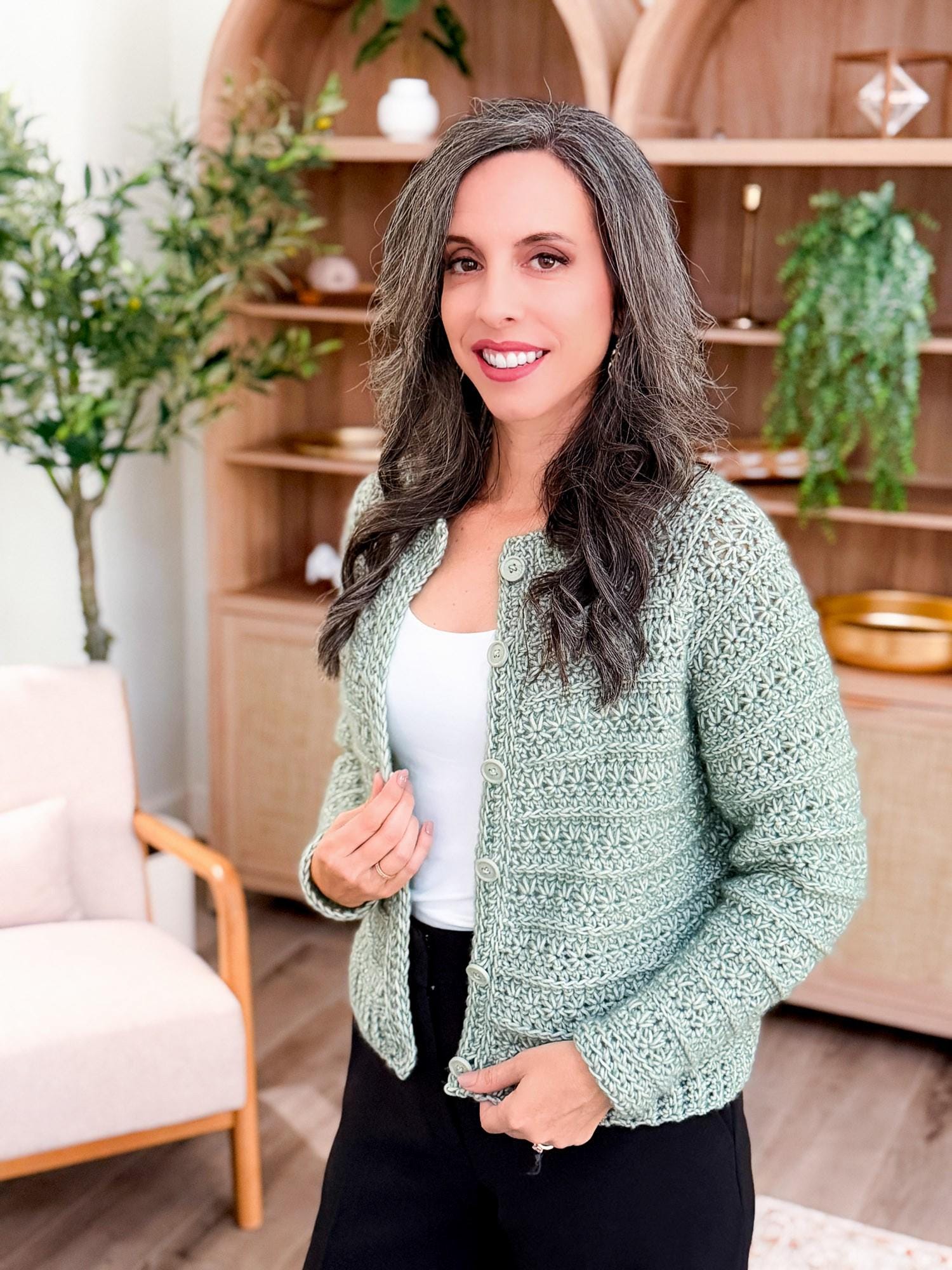 CROCHET PATTERN + VIDEO Petal Loop Stitch Crochet Cardigan Pattern, Textured Crochet Sweater, Easy Crochet Pattern, Modern Crochet Garment
