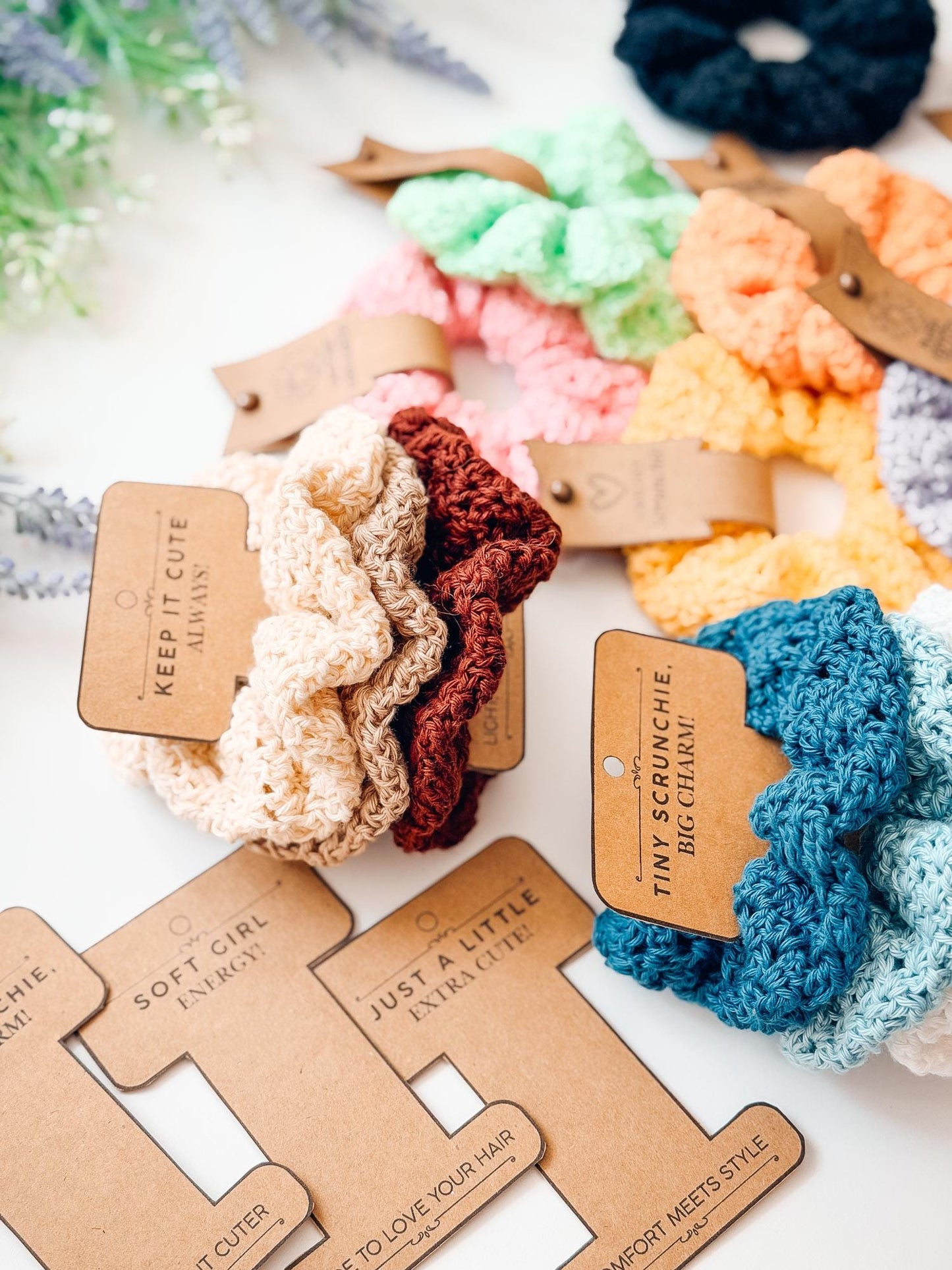 CROCHET PATTERN + VIDEO Double Bloom Scrunchie Crochet Pattern, Hair Accessory, Diy Hair Tie Pattern, Beginner Friendly Gift Idea + Labels