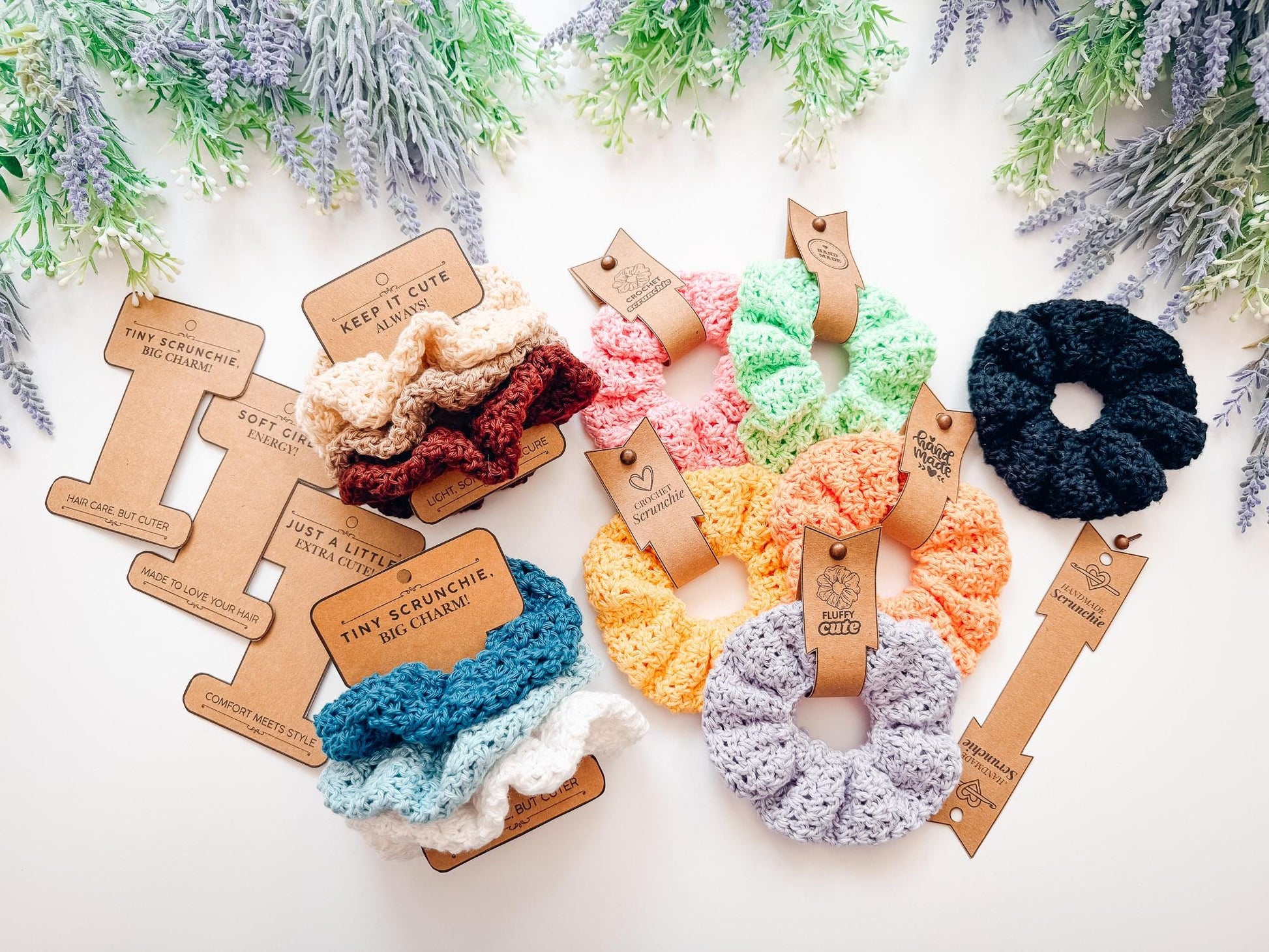 CROCHET PATTERN + VIDEO Double Bloom Scrunchie Crochet Pattern, Hair Accessory, Diy Hair Tie Pattern, Beginner Friendly Gift Idea + Labels