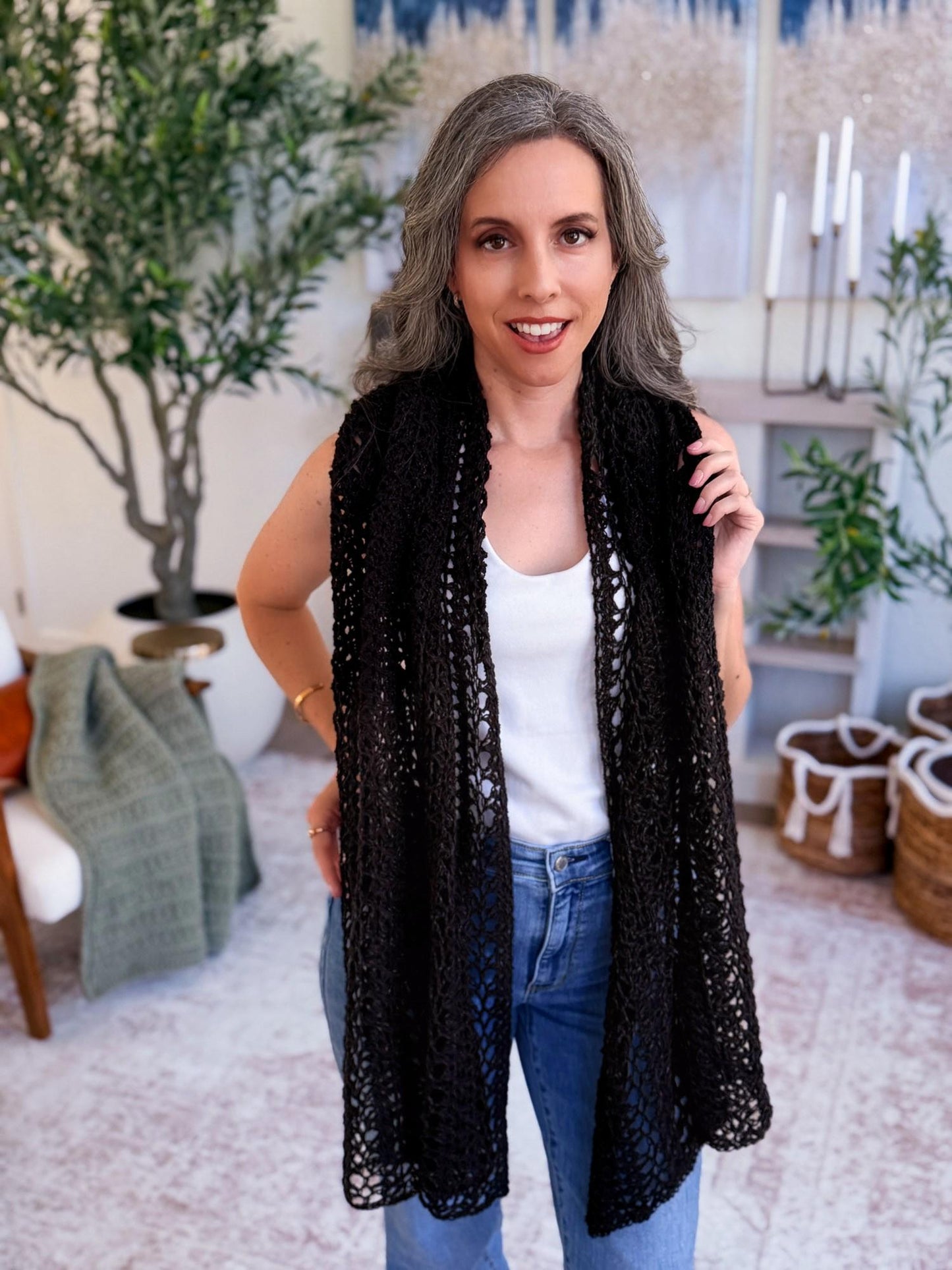 CROCHET PATTERN + VIDEO Willow Mesh Crochet Wrap or Table Runner Home Decor, Beginner Friendly Crochet Pattern, Lacy Wrap, Crochet Shawl