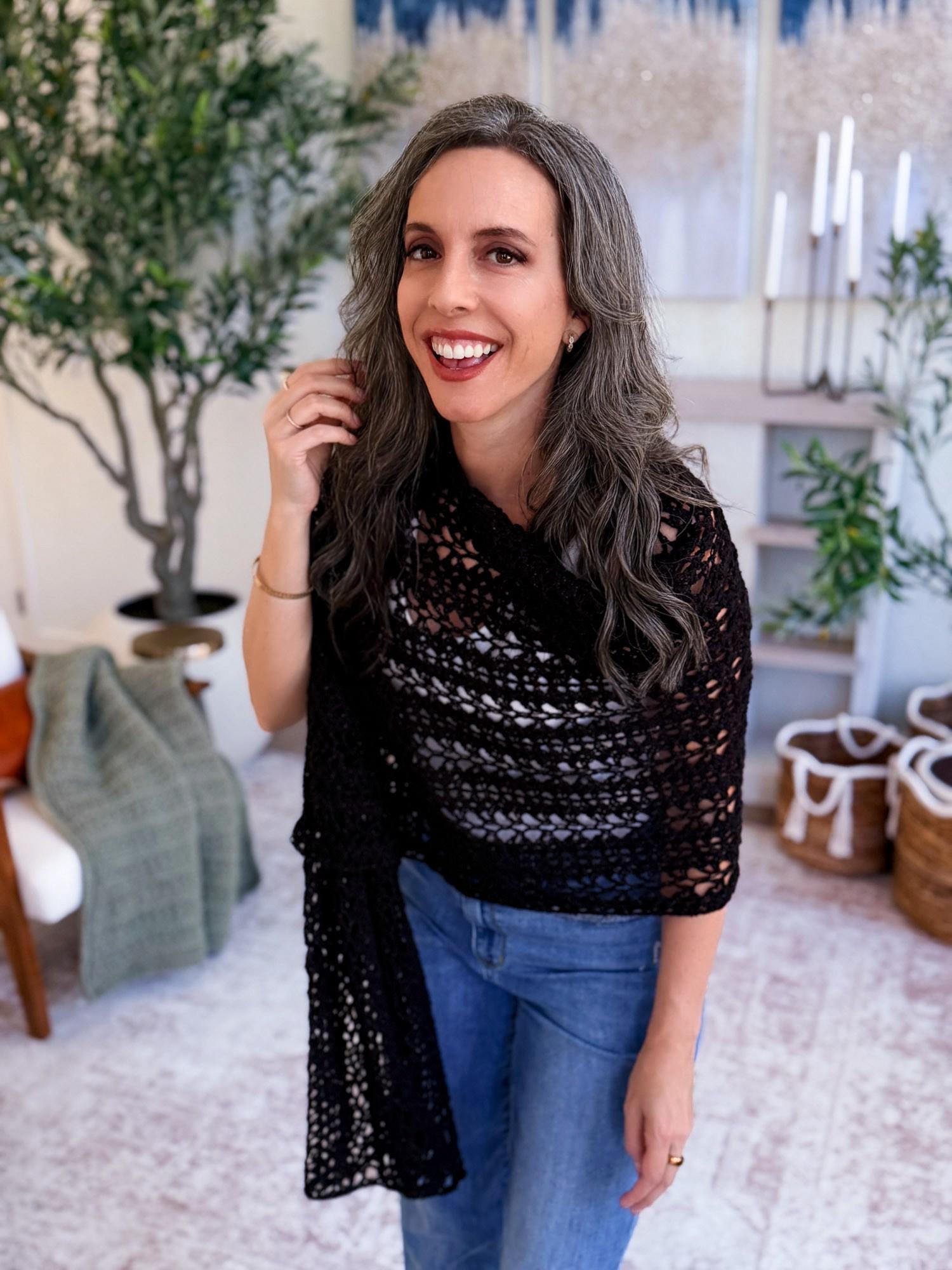 CROCHET PATTERN + VIDEO Willow Mesh Crochet Wrap or Table Runner Home Decor, Beginner Friendly Crochet Pattern, Lacy Wrap, Crochet Shawl