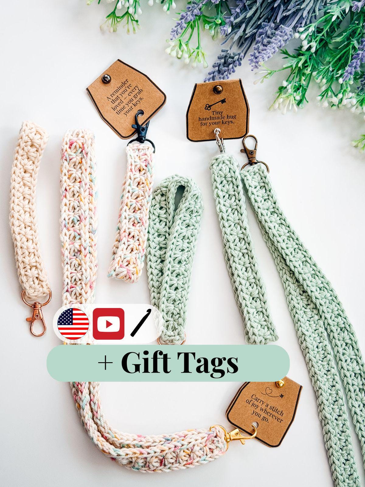 CROCHET PATTERN + VIDEO Petal Loop Crochet Lanyard Pattern, Easy Keychain Pattern, Beginner Friendly Wristlet, Quick Stash Buster Gift