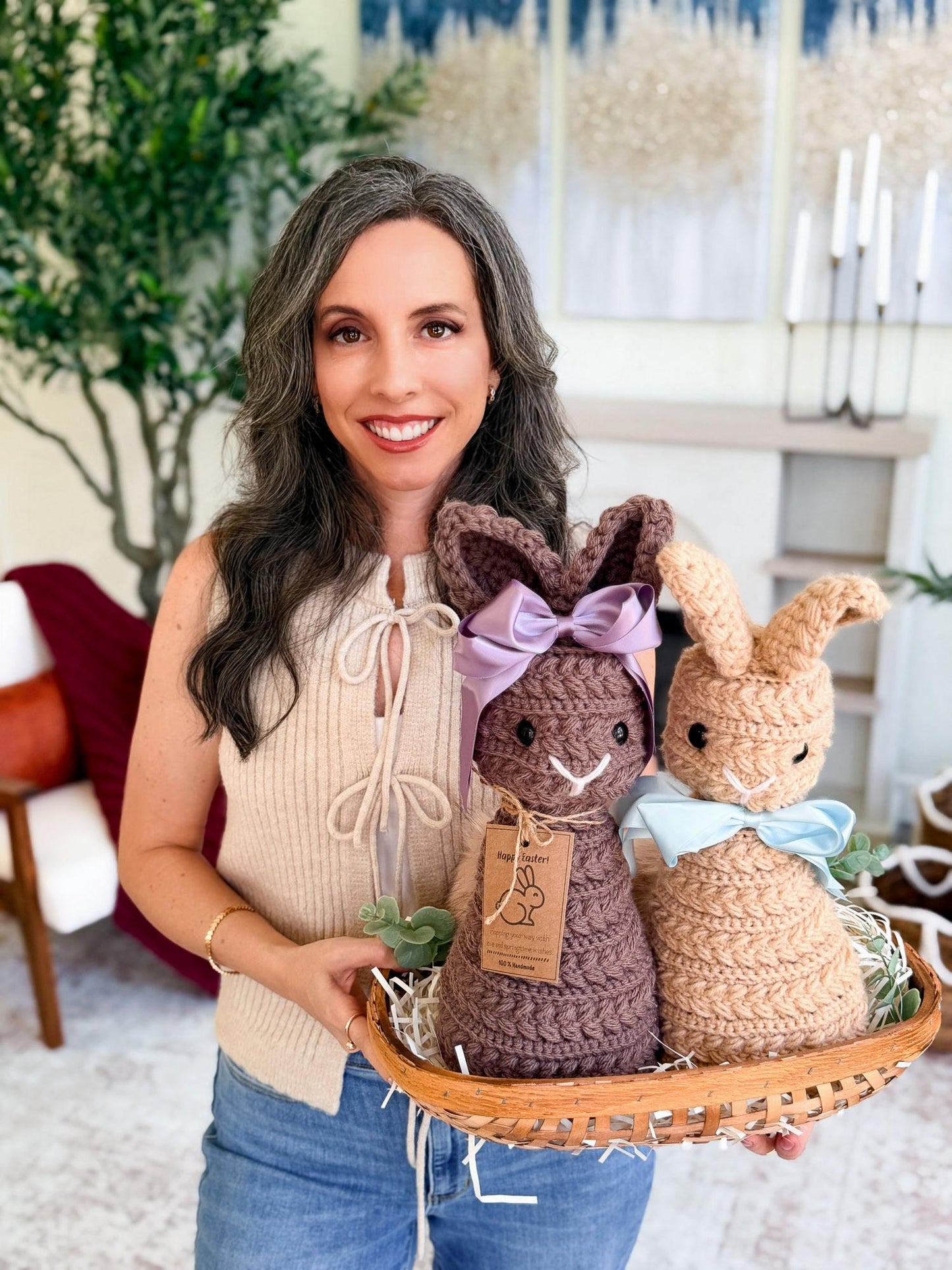 CROCHET PATTERN + VIDEO Wheat Stitch Bunny Crochet Pattern (Pdf + Video Tutorial)