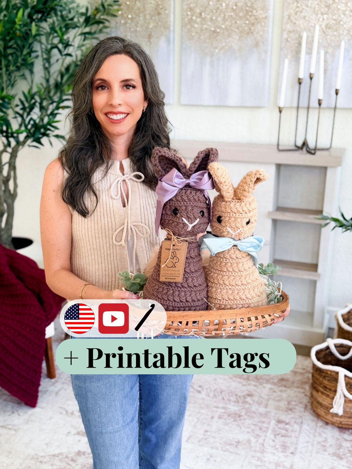 CROCHET PATTERN + VIDEO Wheat Stitch Bunny Crochet Pattern (Pdf + Video Tutorial)