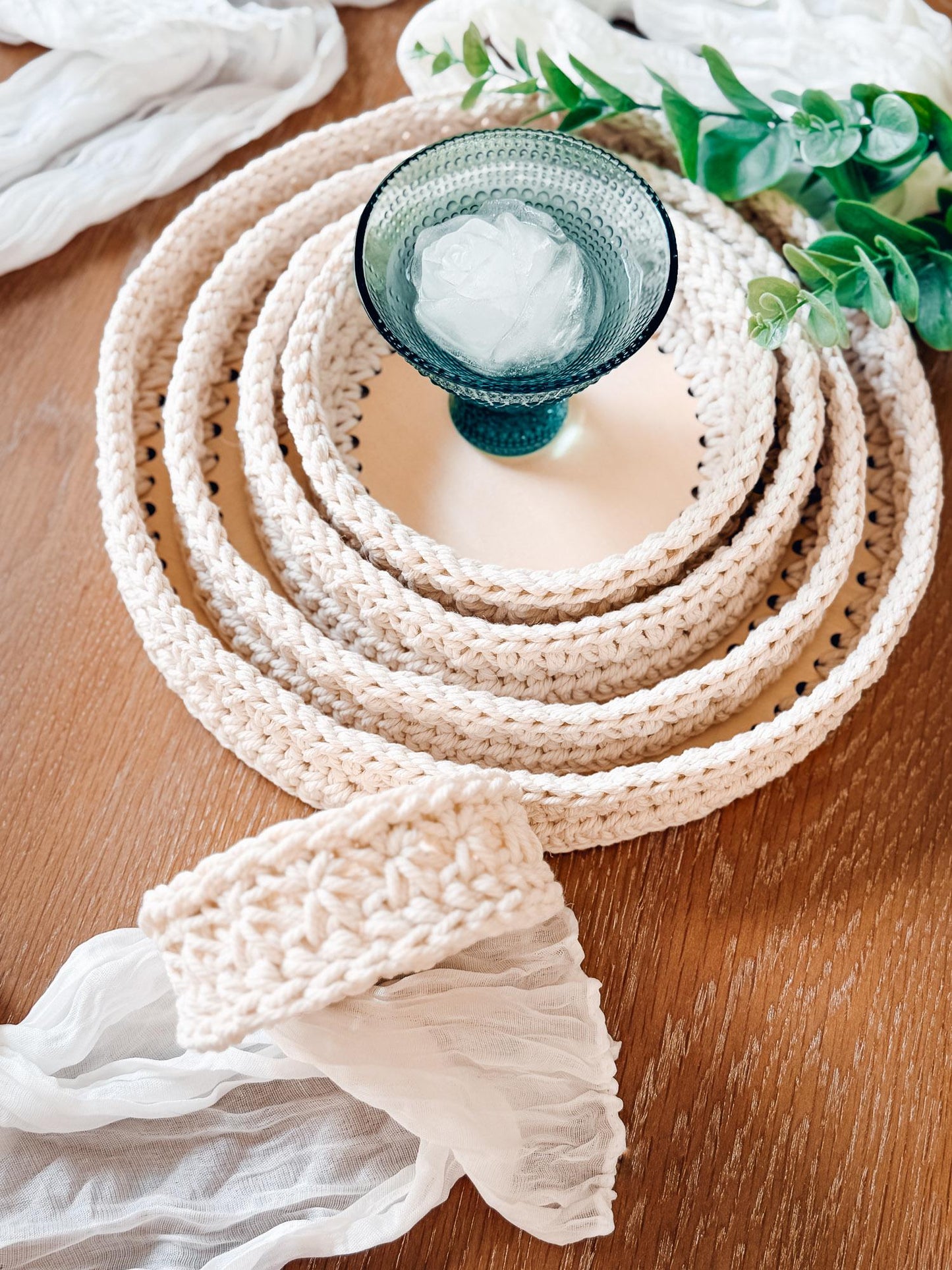 CROCHET PATTERN + VIDEO Petal Loop Stitch Crochet Nesting Trays Pattern, Round Basket Pattern, Crochet Home Decor, Organizer Trays