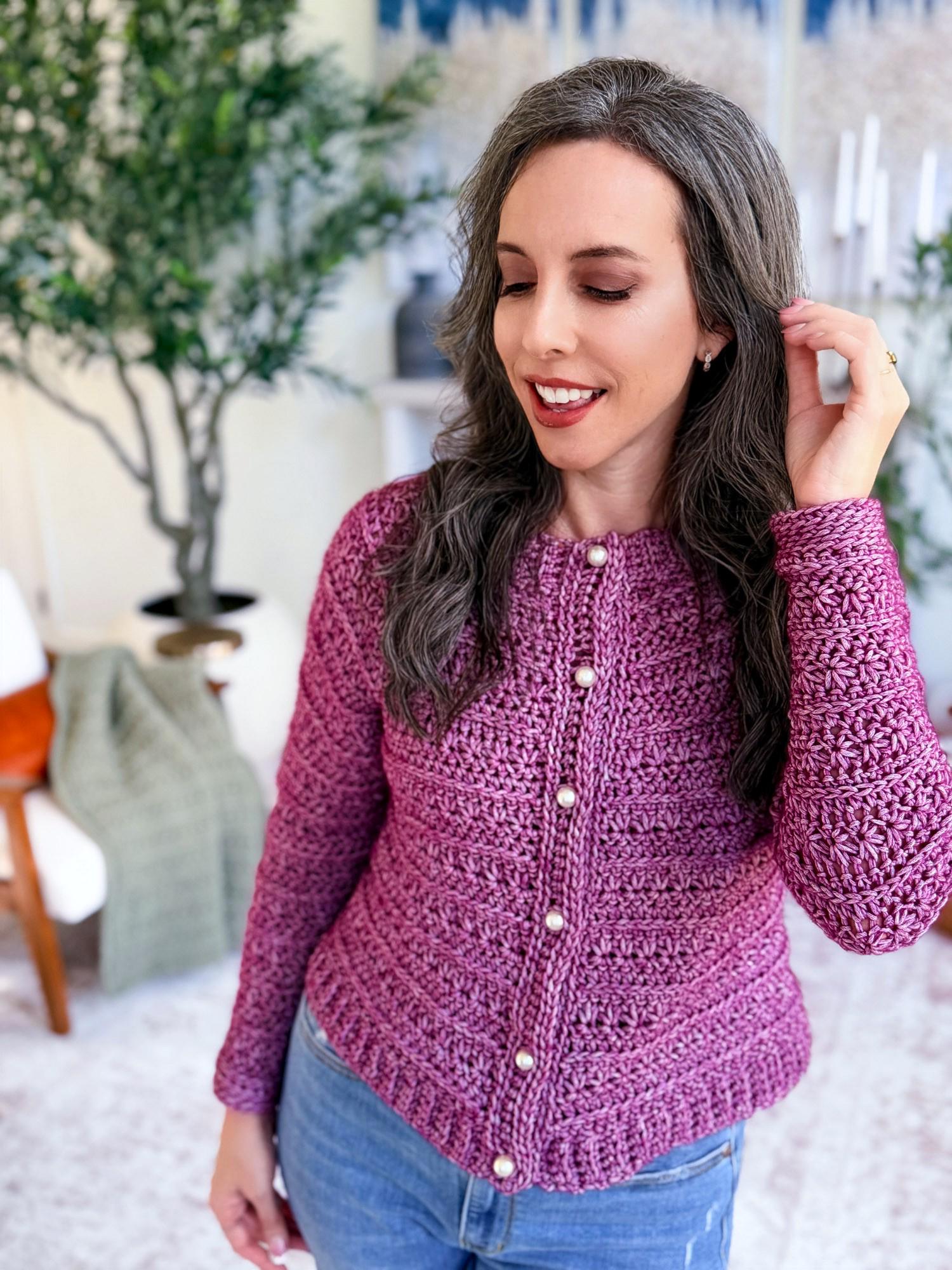 CROCHET PATTERN + VIDEO Petal Loop Stitch Crochet Cardigan Pattern, Textured Crochet Sweater, Easy Crochet Pattern, Modern Crochet Garment