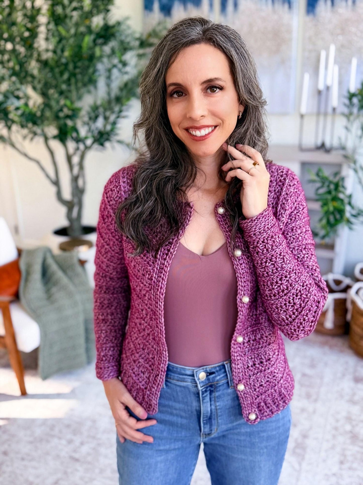 CROCHET PATTERN + VIDEO Petal Loop Stitch Crochet Cardigan Pattern, Textured Crochet Sweater, Easy Crochet Pattern, Modern Crochet Garment