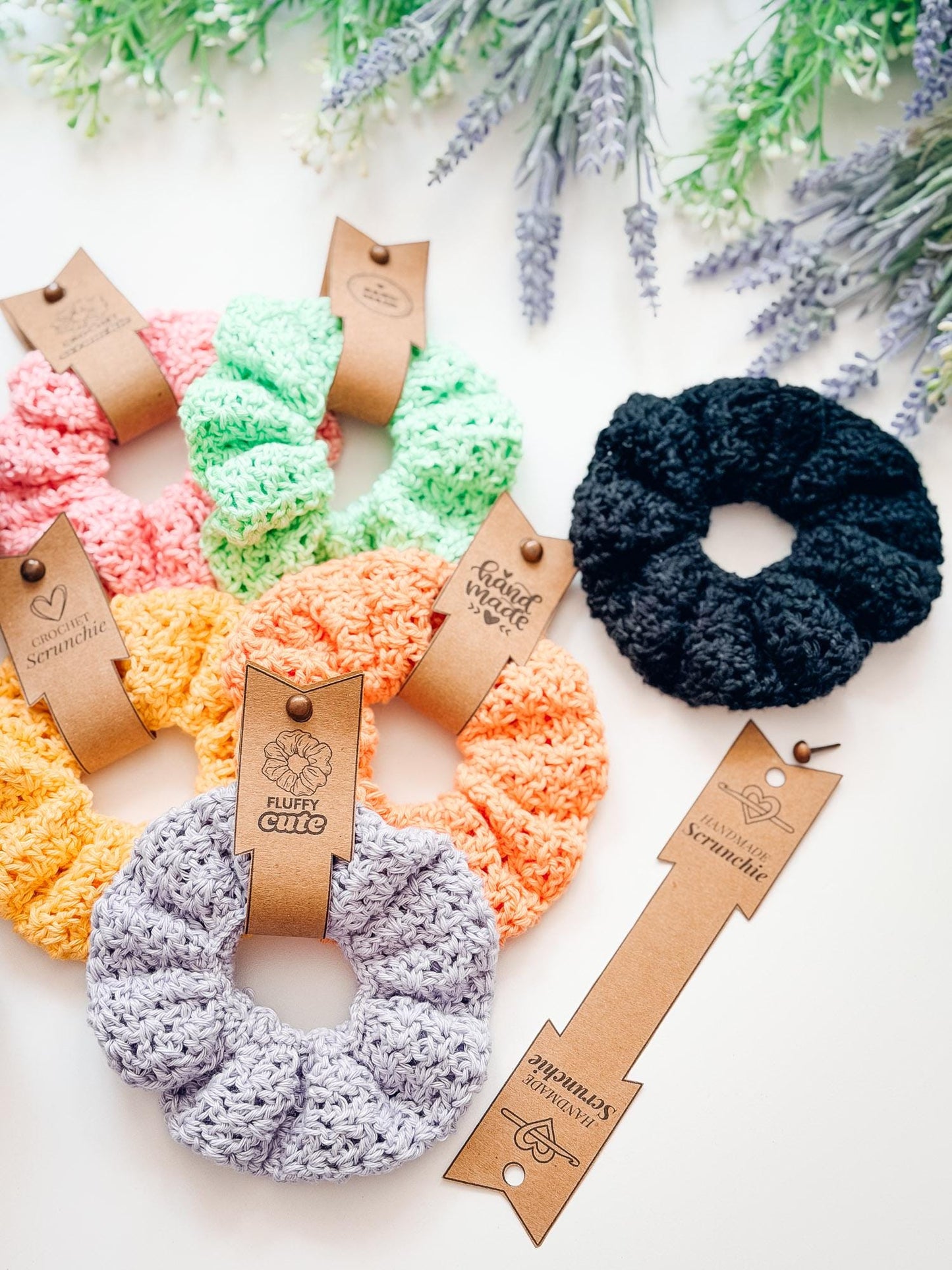 CROCHET PATTERN + VIDEO Double Bloom Scrunchie Crochet Pattern, Hair Accessory, Diy Hair Tie Pattern, Beginner Friendly Gift Idea + Labels