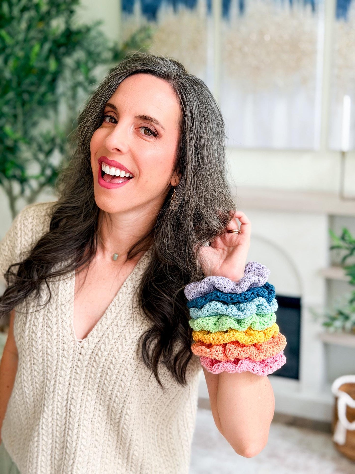 CROCHET PATTERN + VIDEO Double Bloom Scrunchie Crochet Pattern, Hair Accessory, Diy Hair Tie Pattern, Beginner Friendly Gift Idea + Labels