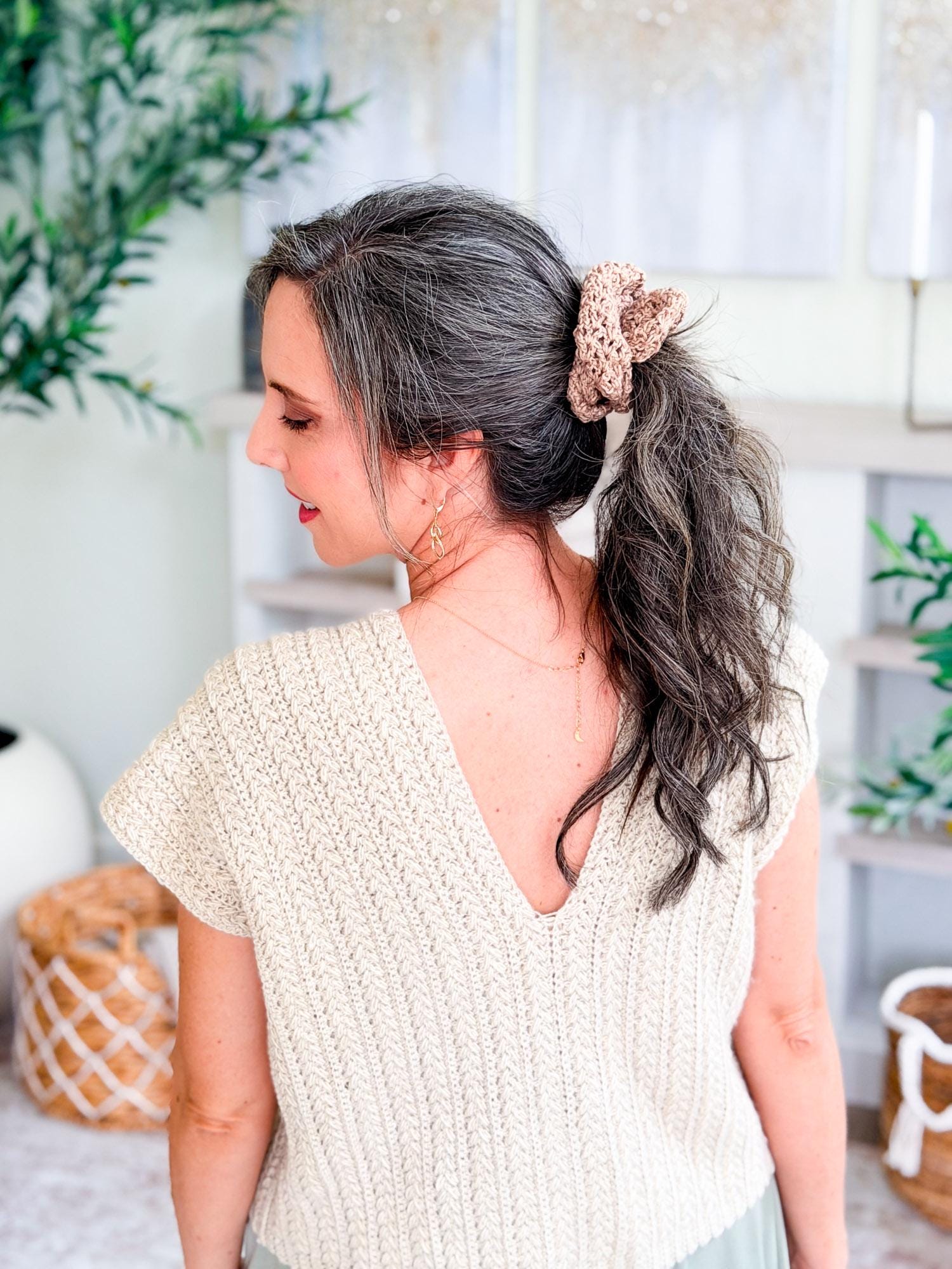 CROCHET PATTERN + VIDEO Double Bloom Scrunchie Crochet Pattern, Hair Accessory, Diy Hair Tie Pattern, Beginner Friendly Gift Idea + Labels