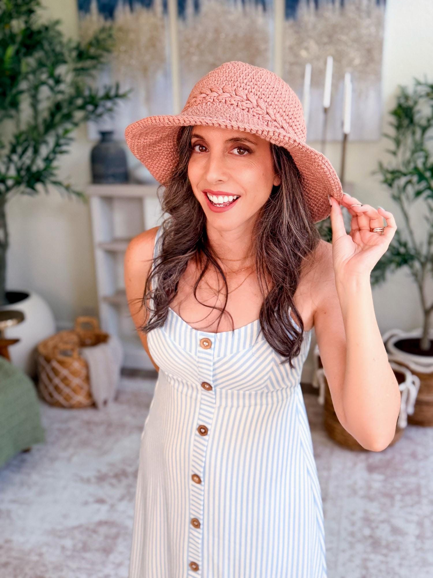 CROCHET PATTERN + VIDEO Wheatfield Sun Hat | Wheat Stitch Brim | 7 Sizes Newborn to Adult | Instant Pdf Download
