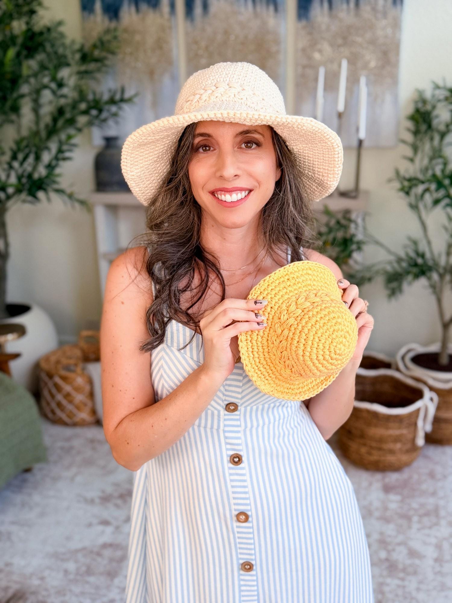CROCHET PATTERN + VIDEO Wheatfield Sun Hat | Wheat Stitch Brim | 7 Sizes Newborn to Adult | Instant Pdf Download