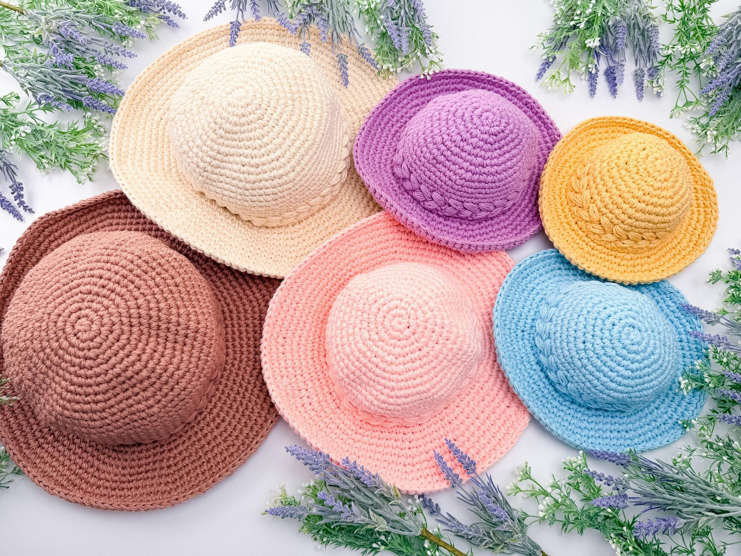 CROCHET PATTERN + VIDEO Wheatfield Sun Hat | Wheat Stitch Brim | 7 Sizes Newborn to Adult | Instant Pdf Download