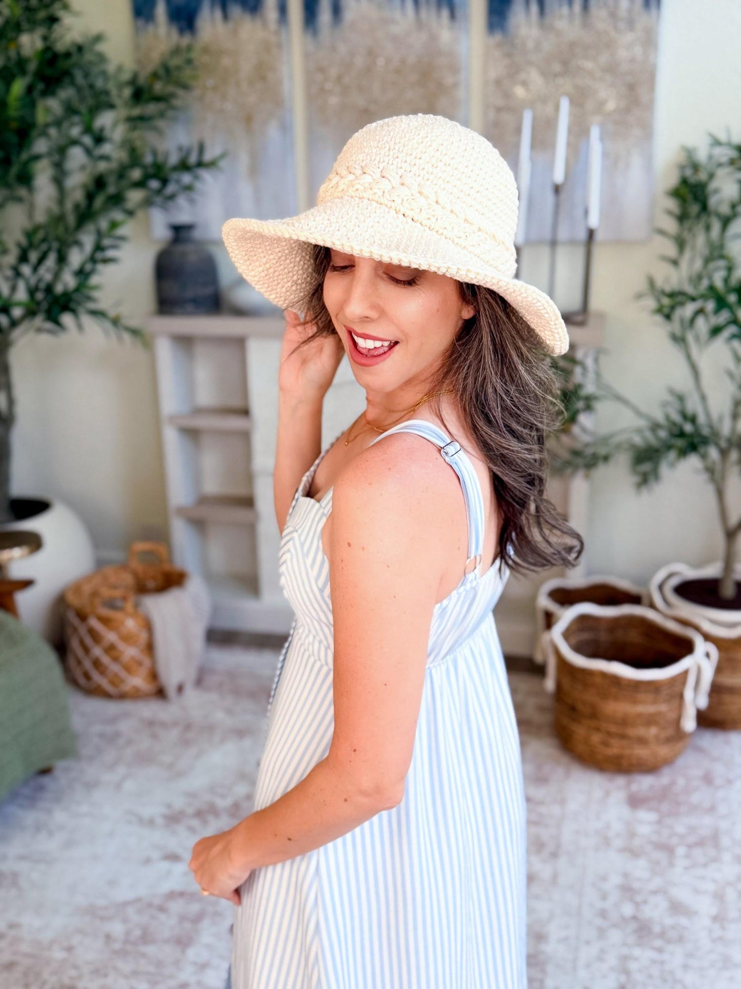 CROCHET PATTERN + VIDEO Wheatfield Sun Hat | Wheat Stitch Brim | 7 Sizes Newborn to Adult | Instant Pdf Download
