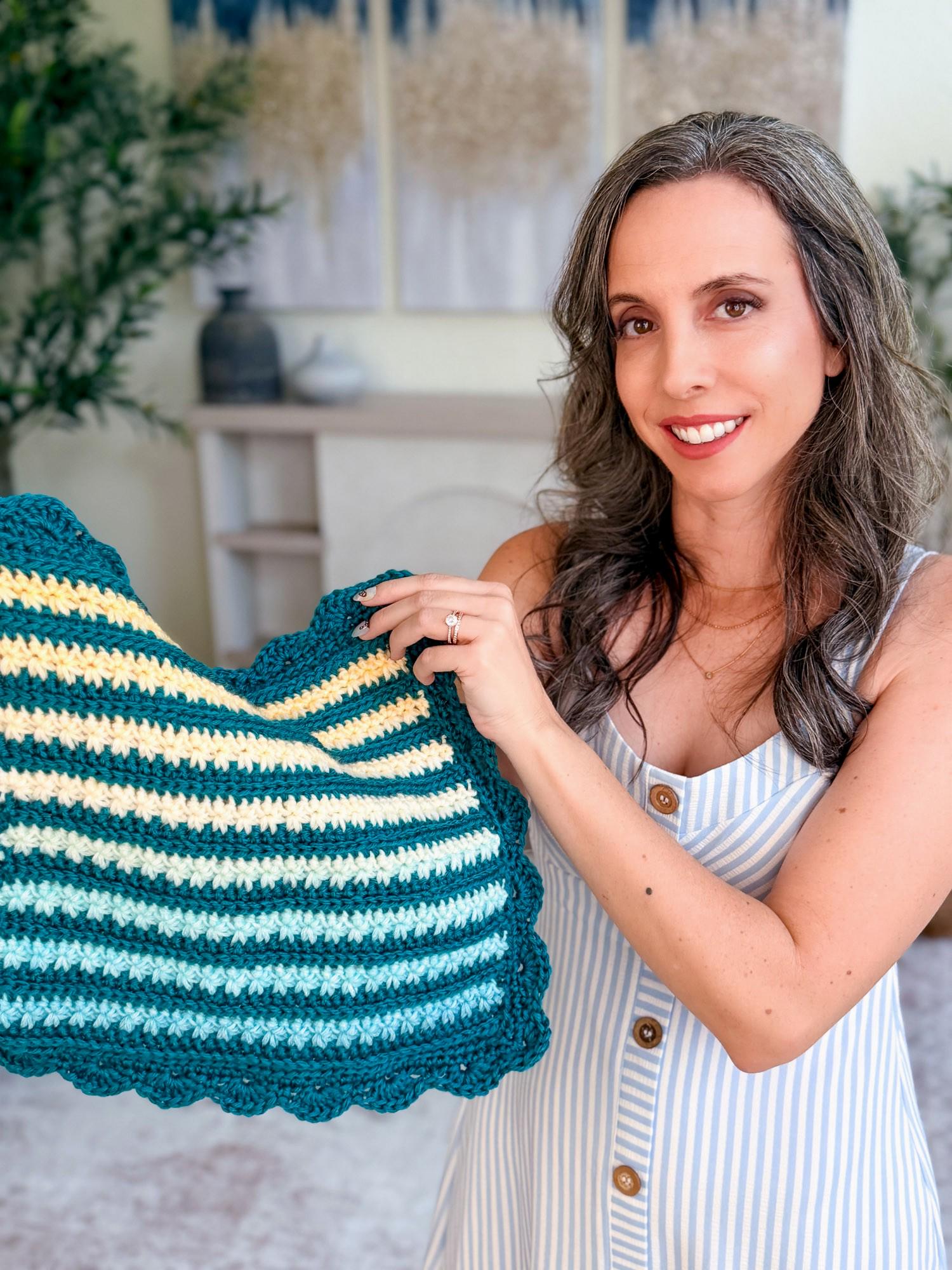 CROCHET PATTERN + VIDEO Striped Petal Loop Blanket | Textured Two-Color Stripe | 15 Sizes Lovey to King | Instant Pdf Download