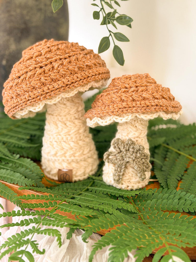 CROCHET PATTERN + VIDEO Wheat Stitch Mushrooms | Puff Stitch Amigurumi | Two Sizes | Woodland Home Decor | Instant Pdf Download