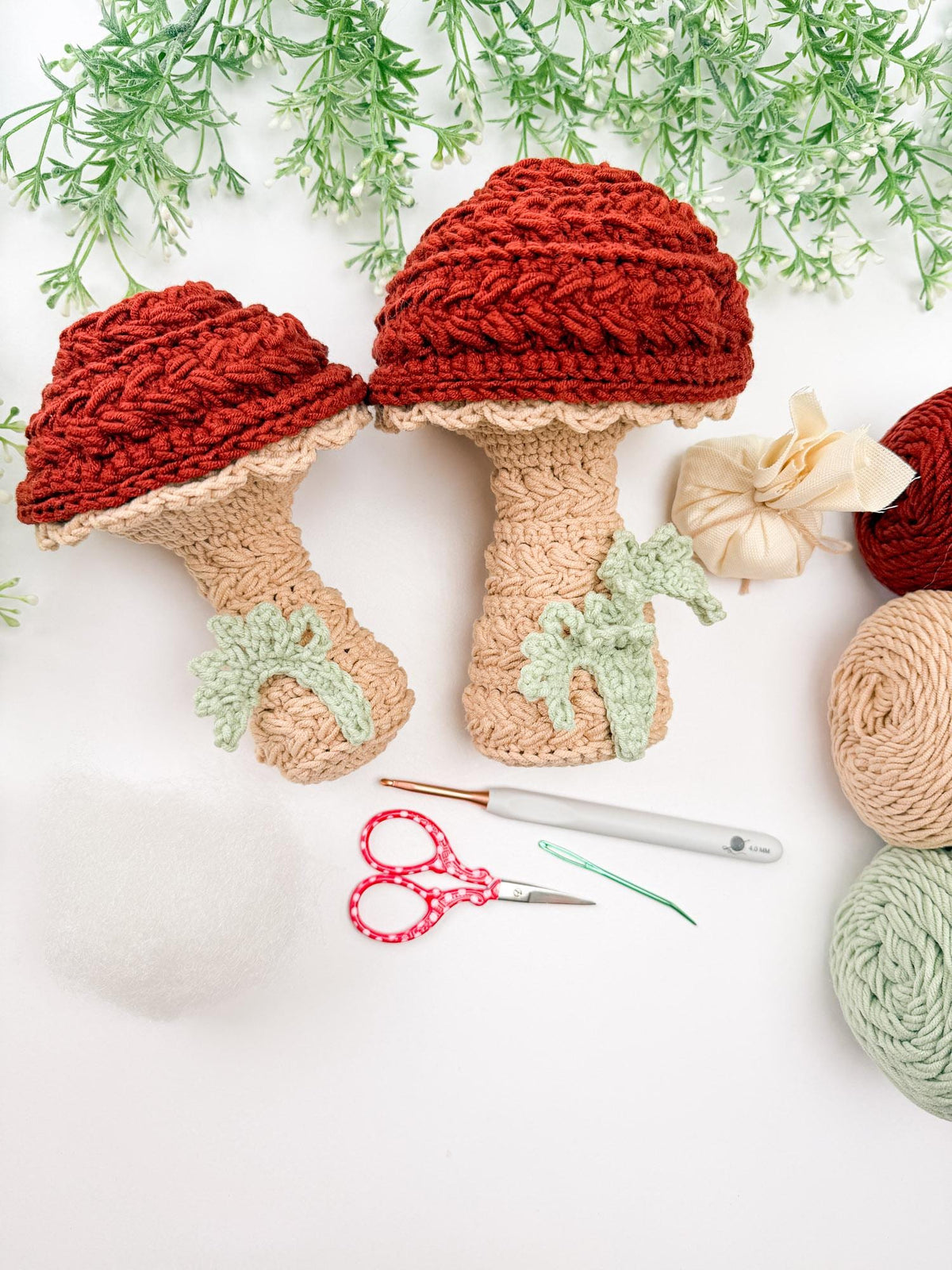 CROCHET PATTERN + VIDEO Wheat Stitch Mushrooms | Puff Stitch Amigurumi | Two Sizes | Woodland Home Decor | Instant Pdf Download