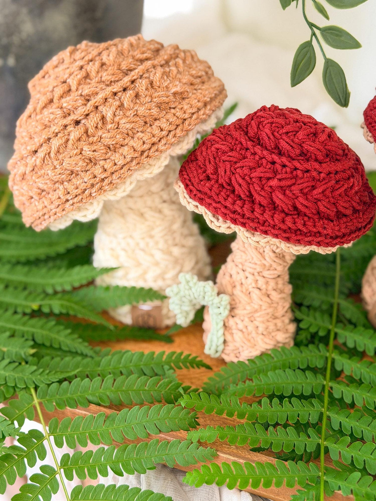 CROCHET PATTERN + VIDEO Wheat Stitch Mushrooms | Puff Stitch Amigurumi | Two Sizes | Woodland Home Decor | Instant Pdf Download