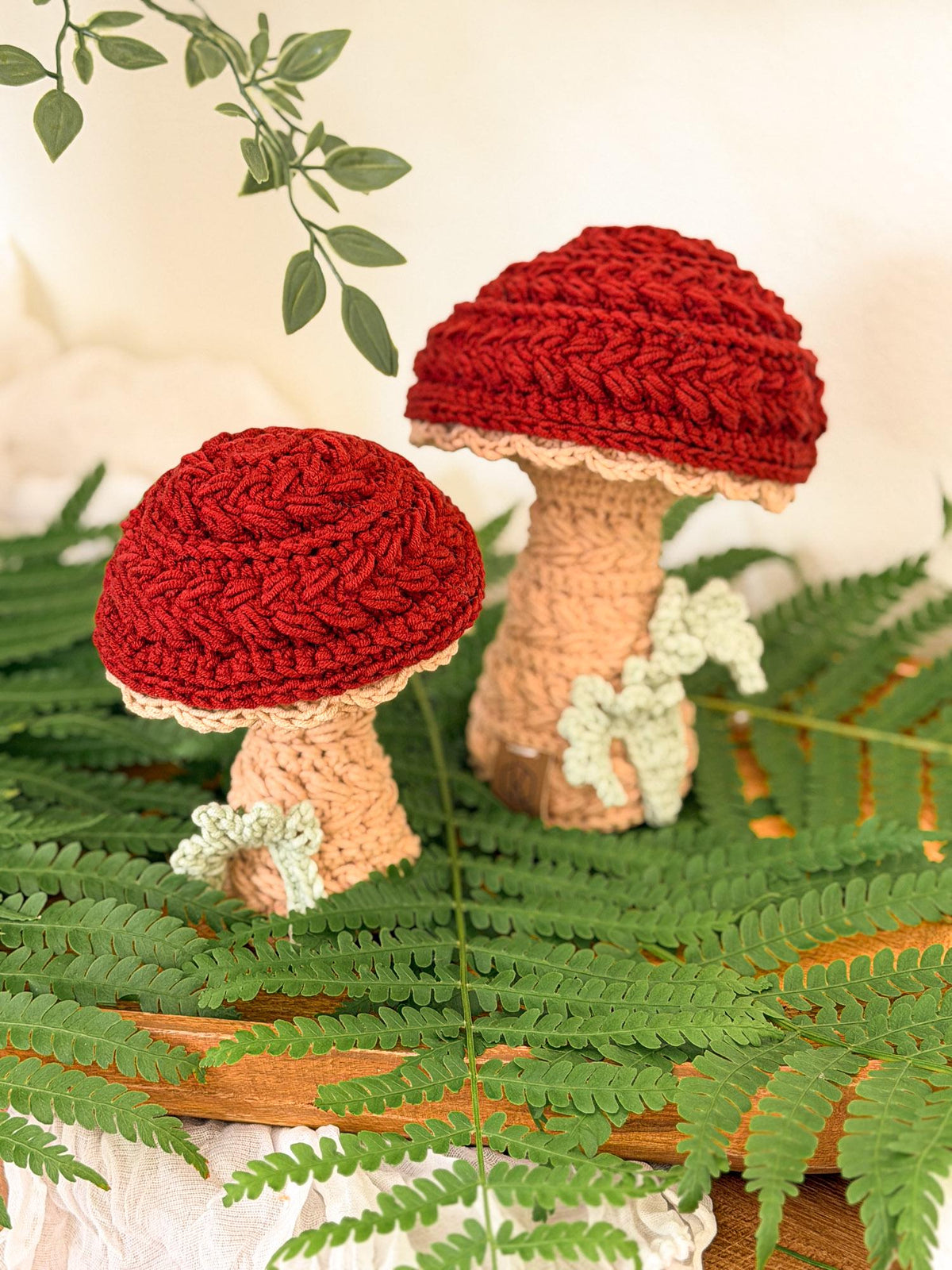 CROCHET PATTERN + VIDEO Wheat Stitch Mushrooms | Puff Stitch Amigurumi | Two Sizes | Woodland Home Decor | Instant Pdf Download