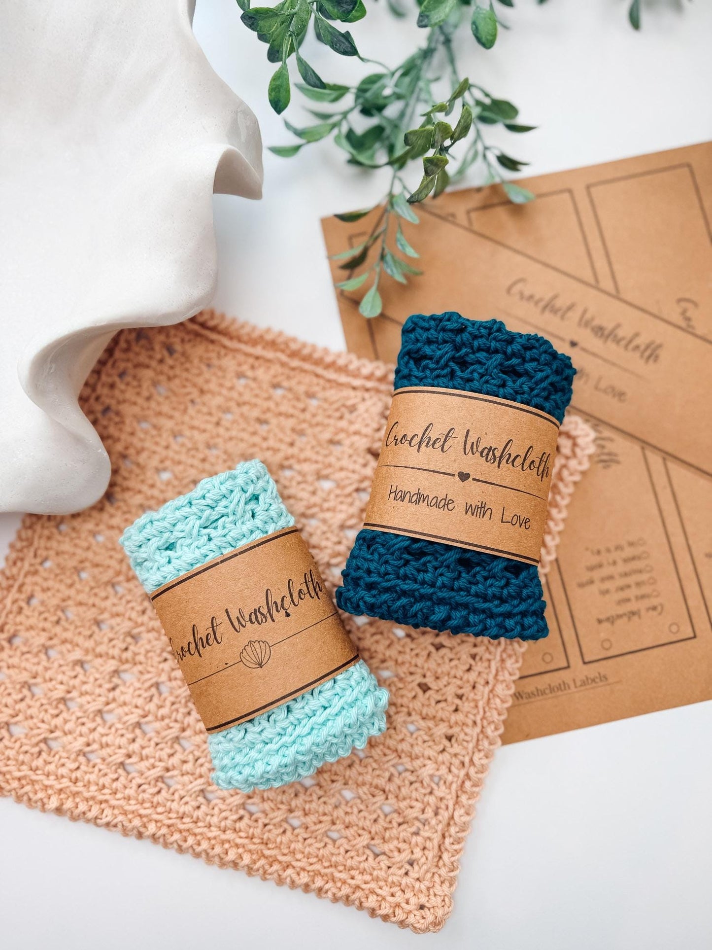 CROCHET PATTERN + VIDEO Reed Crossover Stitch Washcloth | 2 Sizes | Textured Cotton | Instant Pdf Download