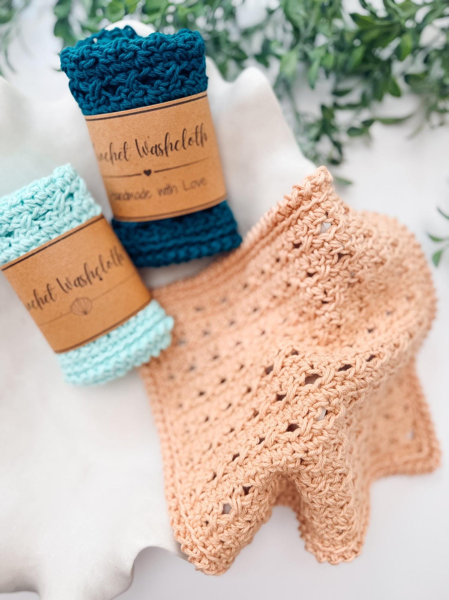 CROCHET PATTERN + VIDEO Reed Crossover Stitch Washcloth | 2 Sizes | Textured Cotton | Instant Pdf Download