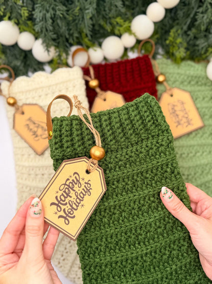 CROCHET PATTERN + VIDEO Petal Loop Stitch Stocking | Textured Christmas Stocking | One Size | Holiday Home Decor | Instant Pdf Download