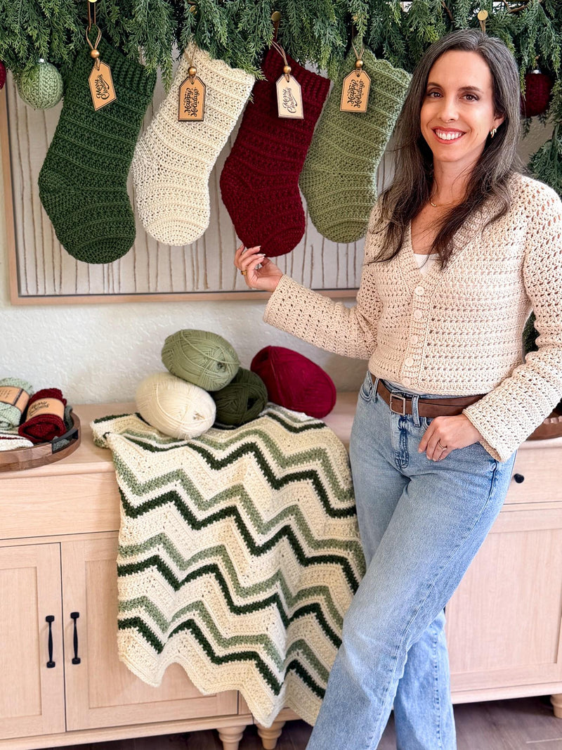 CROCHET PATTERN + VIDEO Petal Loop Stitch Stocking | Textured Christmas Stocking | One Size | Holiday Home Decor | Instant Pdf Download