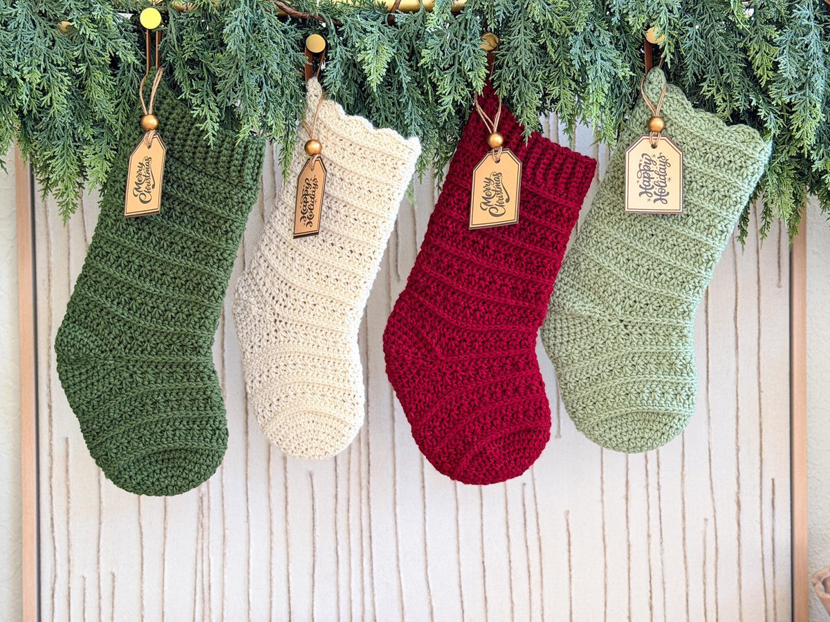 CROCHET PATTERN + VIDEO Petal Loop Stitch Stocking | Textured Christmas Stocking | One Size | Holiday Home Decor | Instant Pdf Download