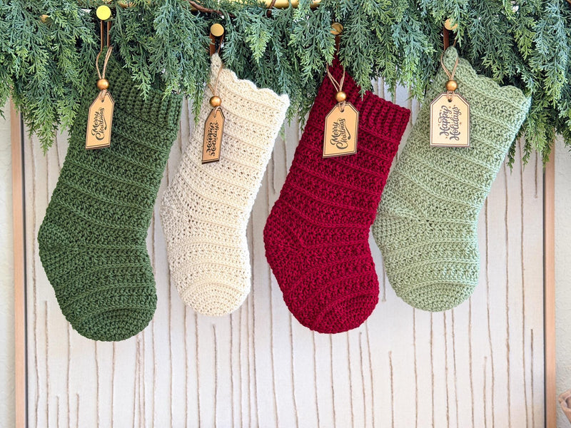 CROCHET PATTERN + VIDEO Petal Loop Stitch Stocking | Textured Christmas Stocking | One Size | Holiday Home Decor | Instant Pdf Download