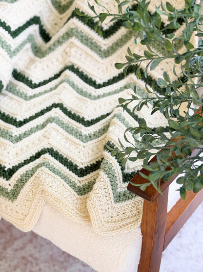 CROCHET PATTERN + VIDEO Petal Loop Chevron Blanket | Textured Chevron Stripe | 15 Sizes Lovey to King | Cozy Throw | Instant Pdf Download