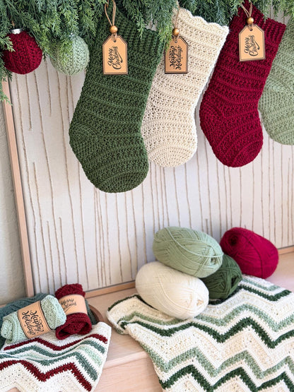 Christmas in July Crochet Pattern Bundle | Petal Loop Stitch Holiday Set | Stocking Ornament Blanket Washcloth | Bonus Printables