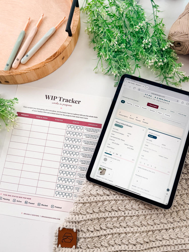 Crochet Project Tracker & WIP Organizer | Printable Tags, Progress Photos and Export | No App | Instant Access