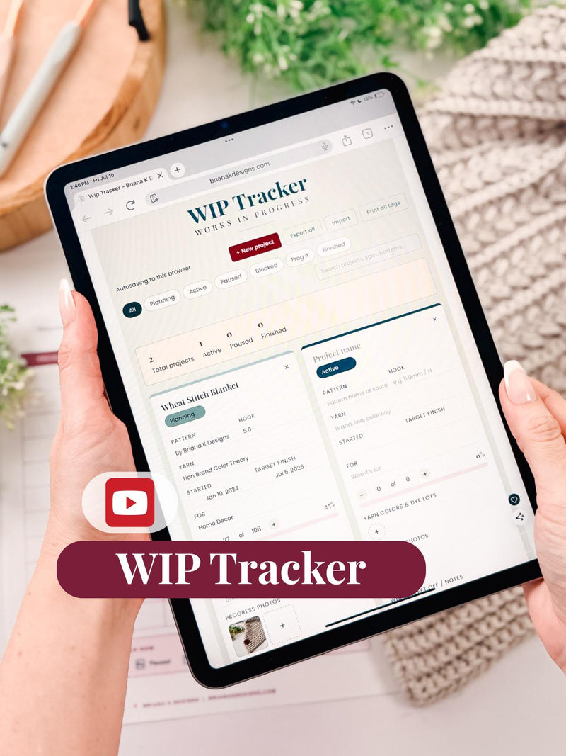 Crochet Project Tracker & WIP Organizer | Printable Tags, Progress Photos and Export | No App | Instant Access