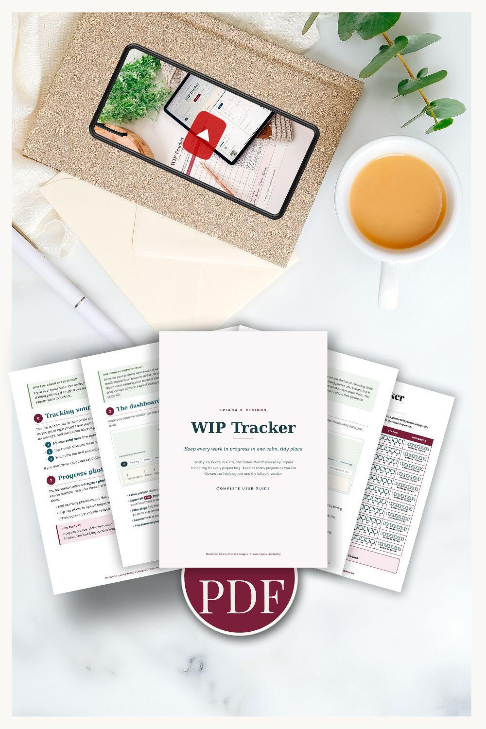 Crochet Project Tracker & WIP Organizer | Printable Tags, Progress Photos and Export | No App | Instant Access