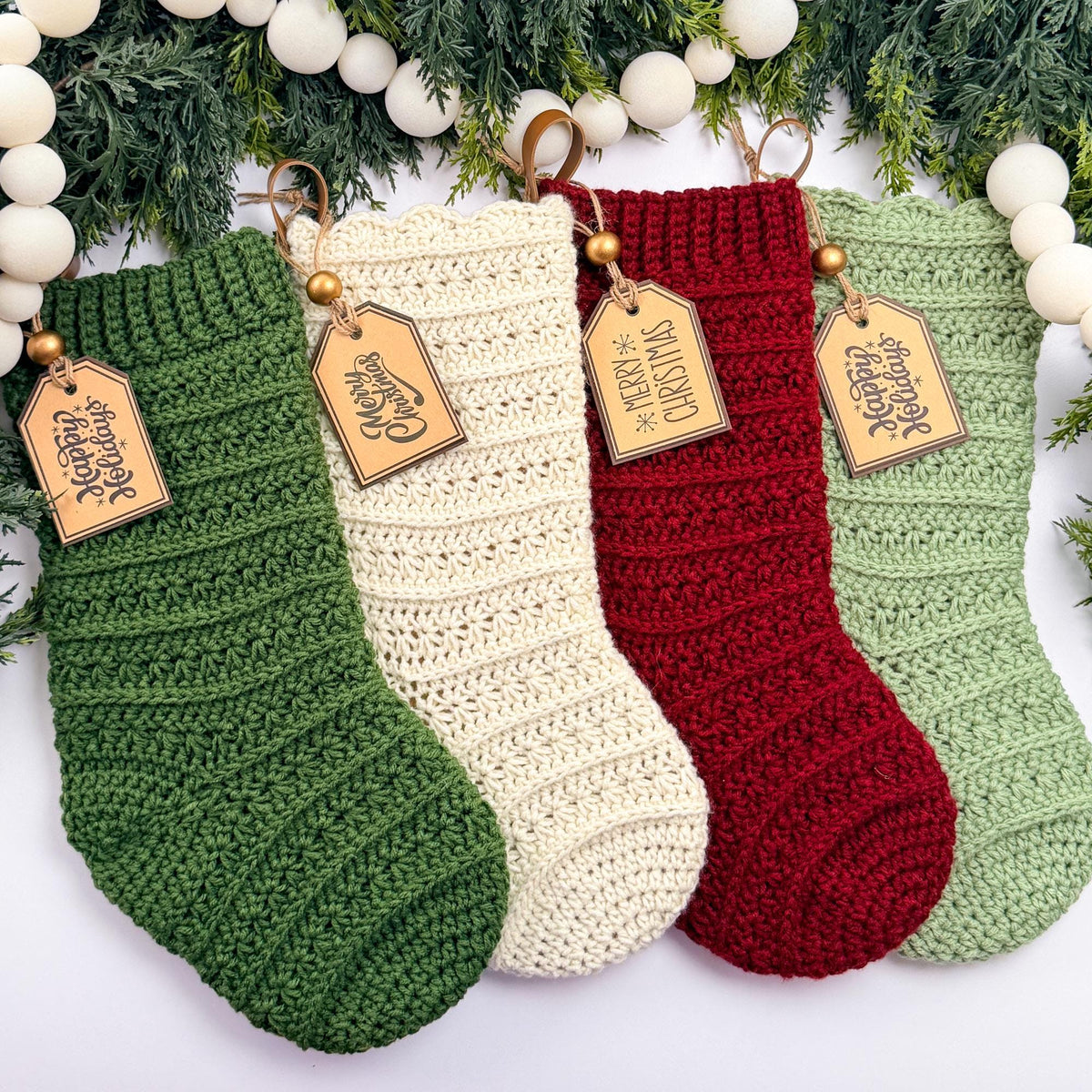 CROCHET PATTERN + VIDEO Petal Loop Stitch Stocking | Textured Christmas Stocking | One Size | Holiday Home Decor | Instant Pdf Download