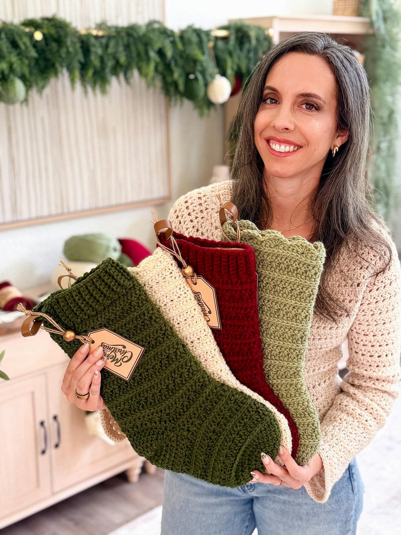CROCHET PATTERN + VIDEO Petal Loop Stitch Stocking | Textured Christmas Stocking | One Size | Holiday Home Decor | Instant Pdf Download