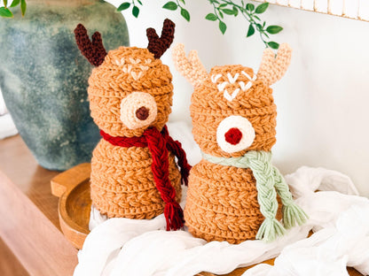 CROCHET PATTERN + VIDEO Wheat Stitch Reindeer | Textured Amigurumi | Worsted Weight | Christmas Decor | Instant Pdf Download